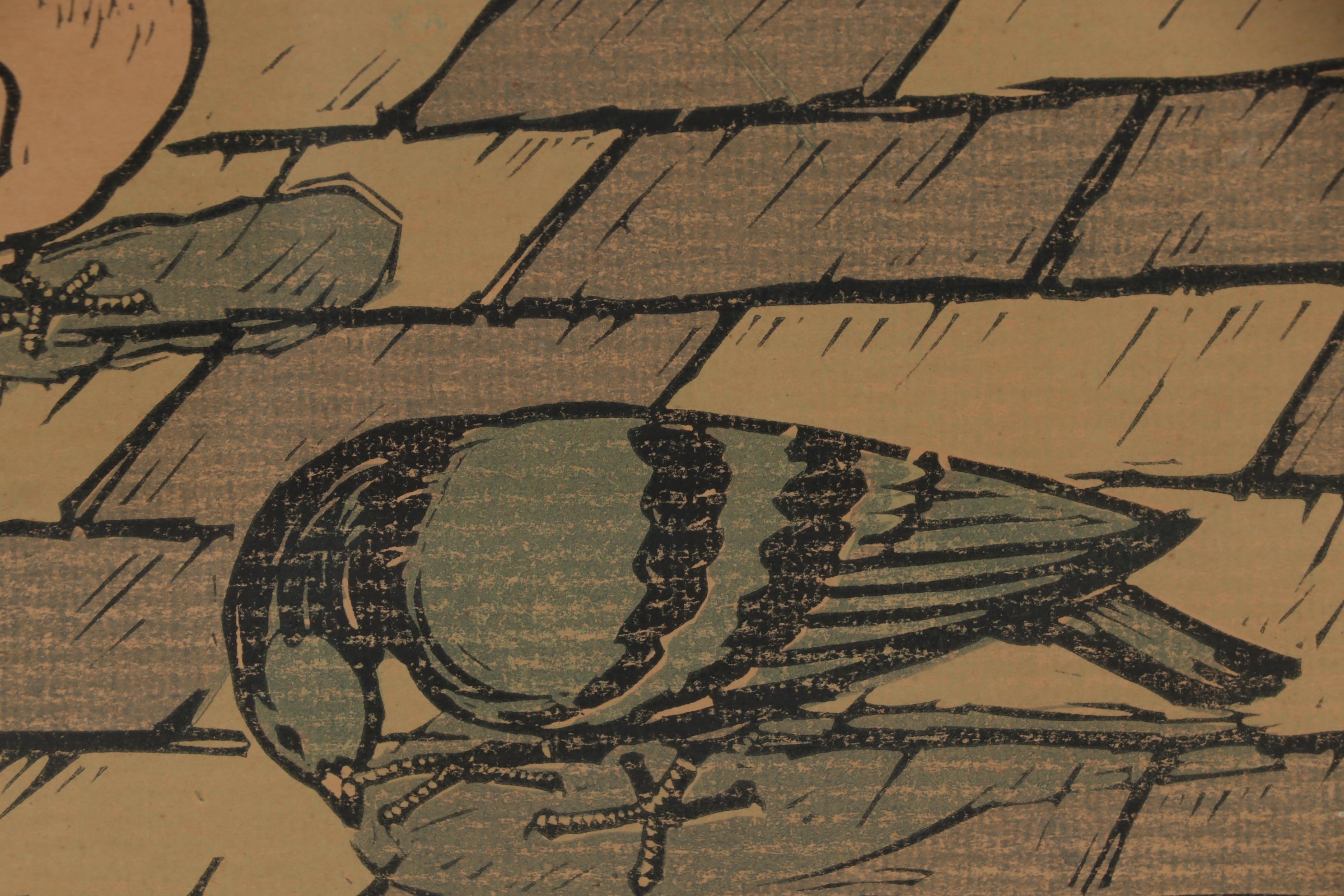 Alexandre Hogue Woodcut "Pigeons", 1926