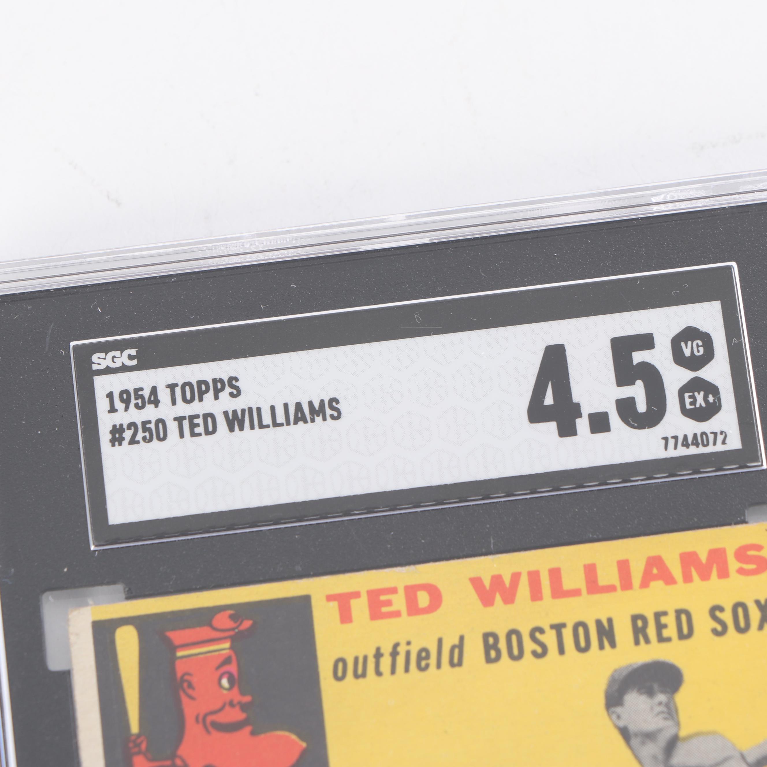 1954 Topps #250 Ted Williams Baseball Card, SGC Graded