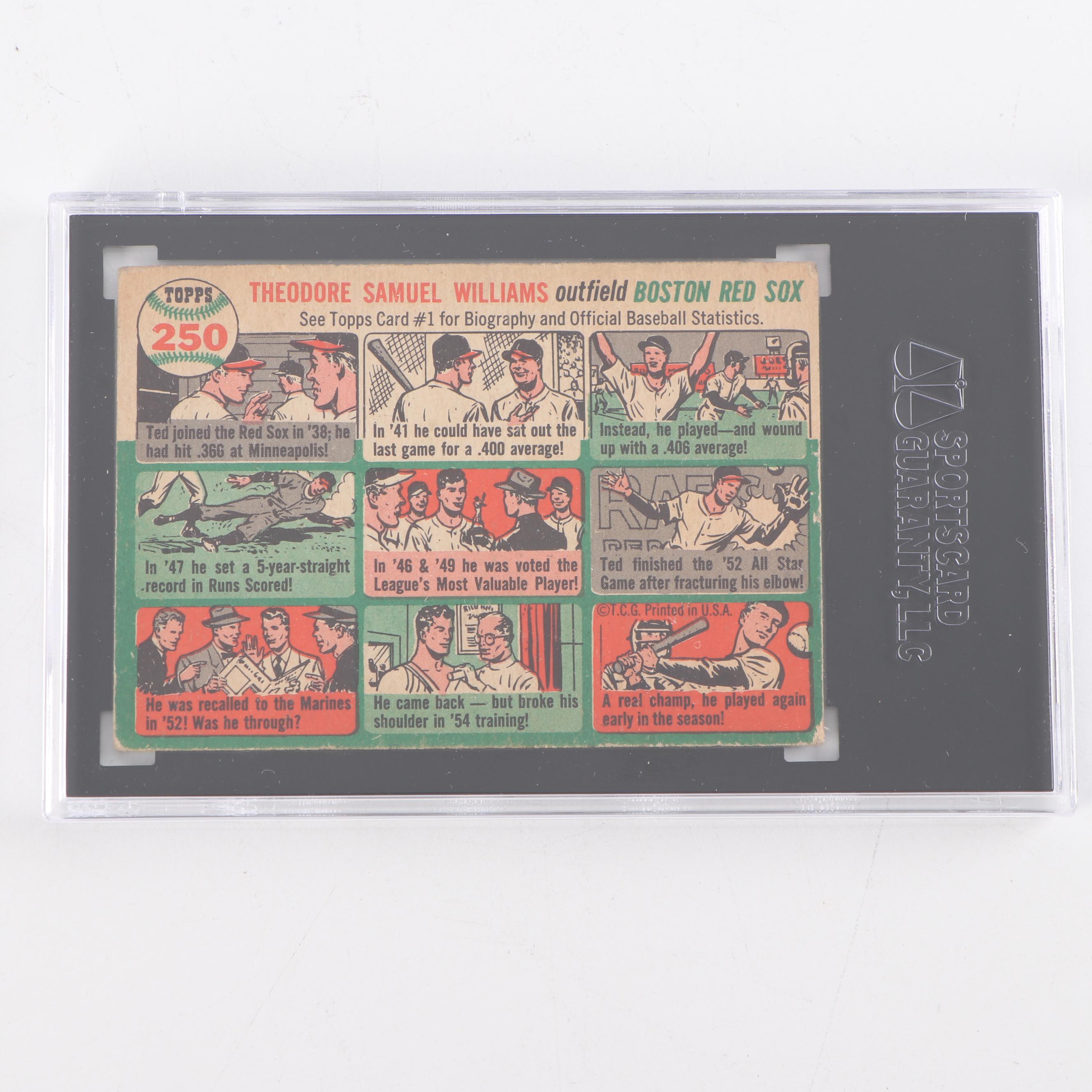 1954 Topps #250 Ted Williams Baseball Card, SGC Graded
