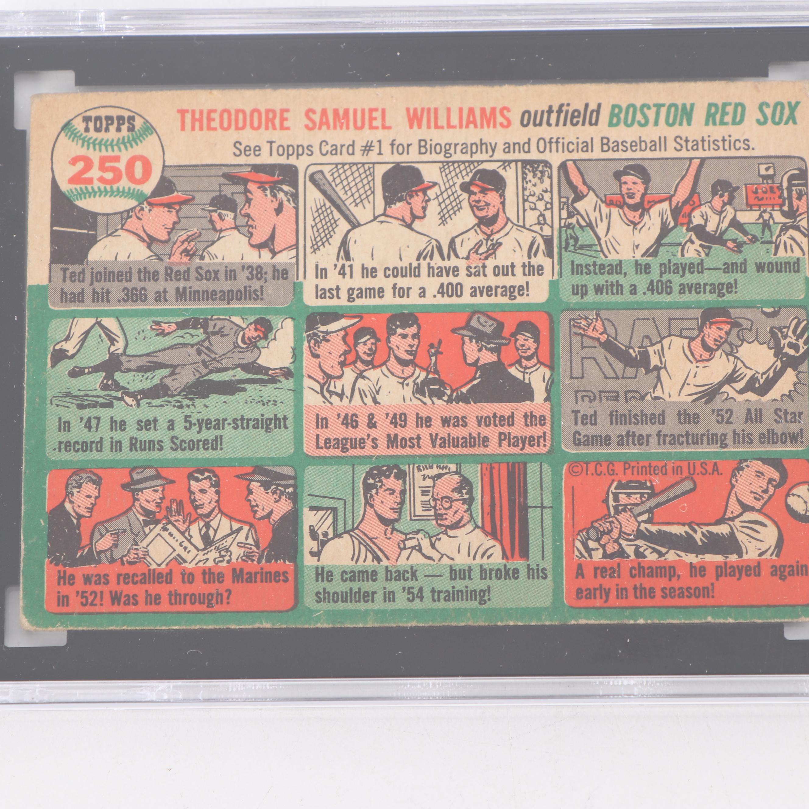 1954 Topps #250 Ted Williams Baseball Card, SGC Graded