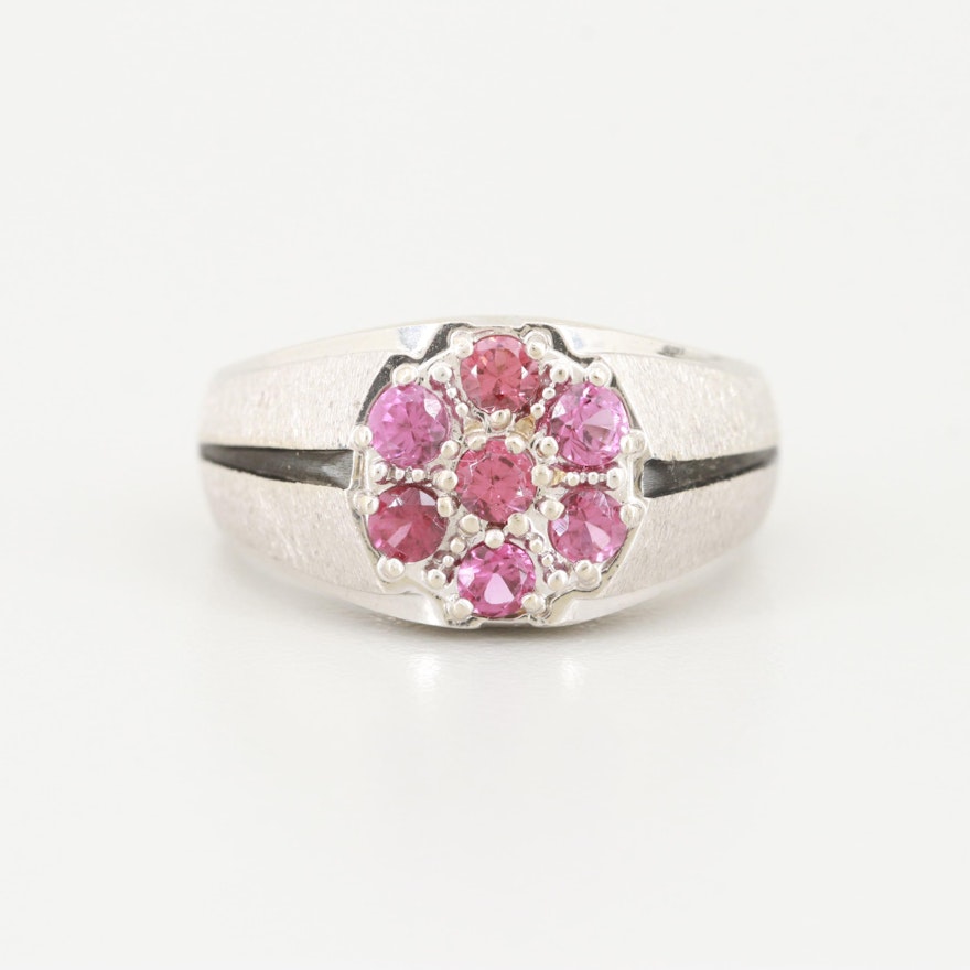 14K White Gold Rhodolite Garnet Ring