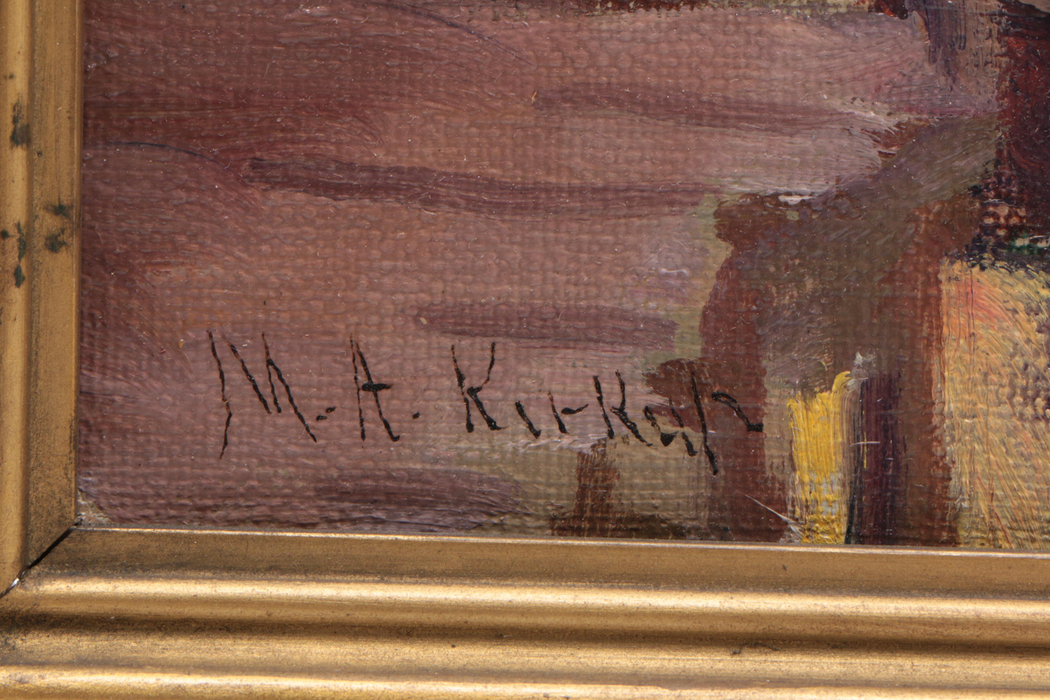 Mary Amelia Kirkup Oil Painting of Dock Scene