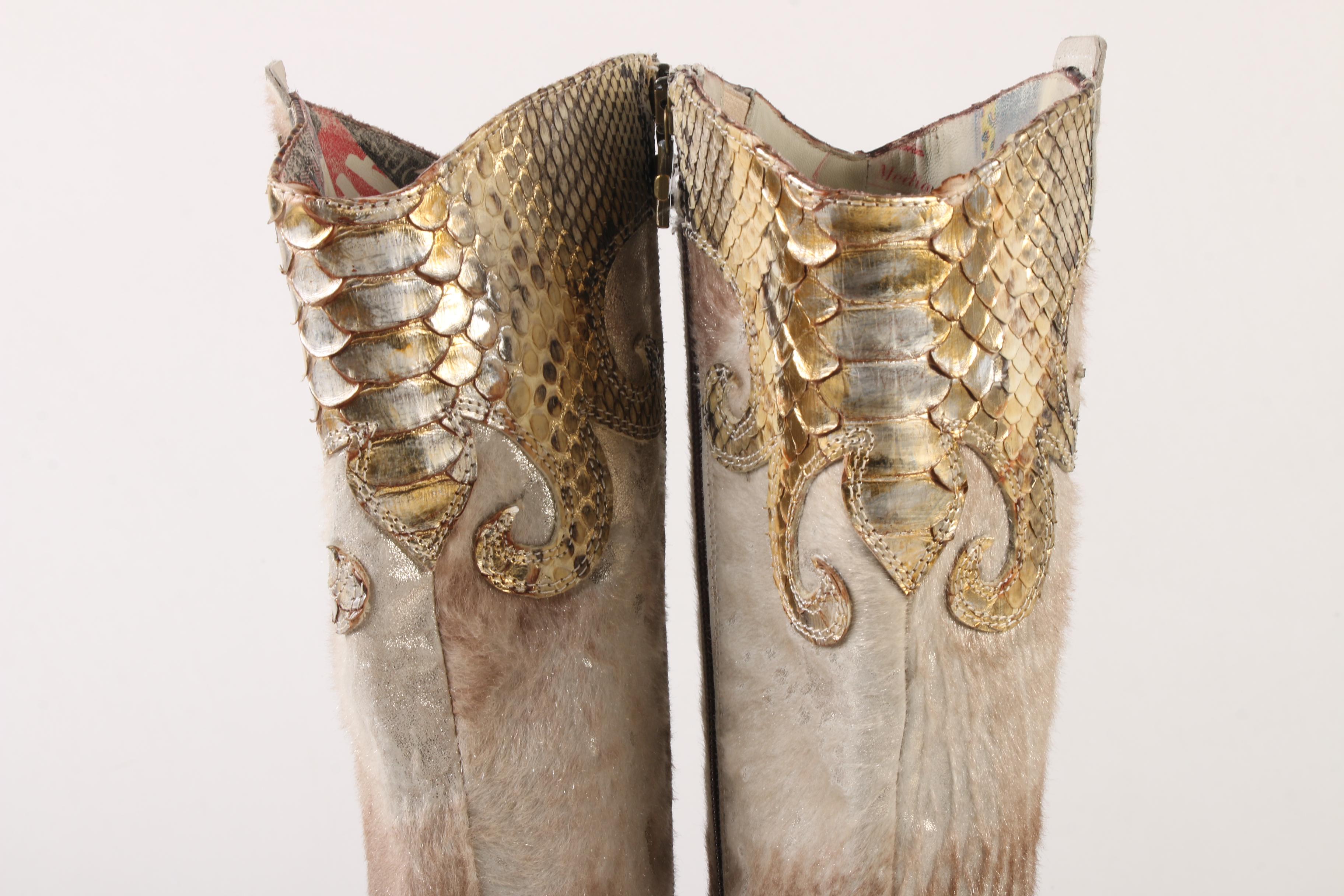 Women's Siren by Mark Nason Python and Pony Hair Western Boots
