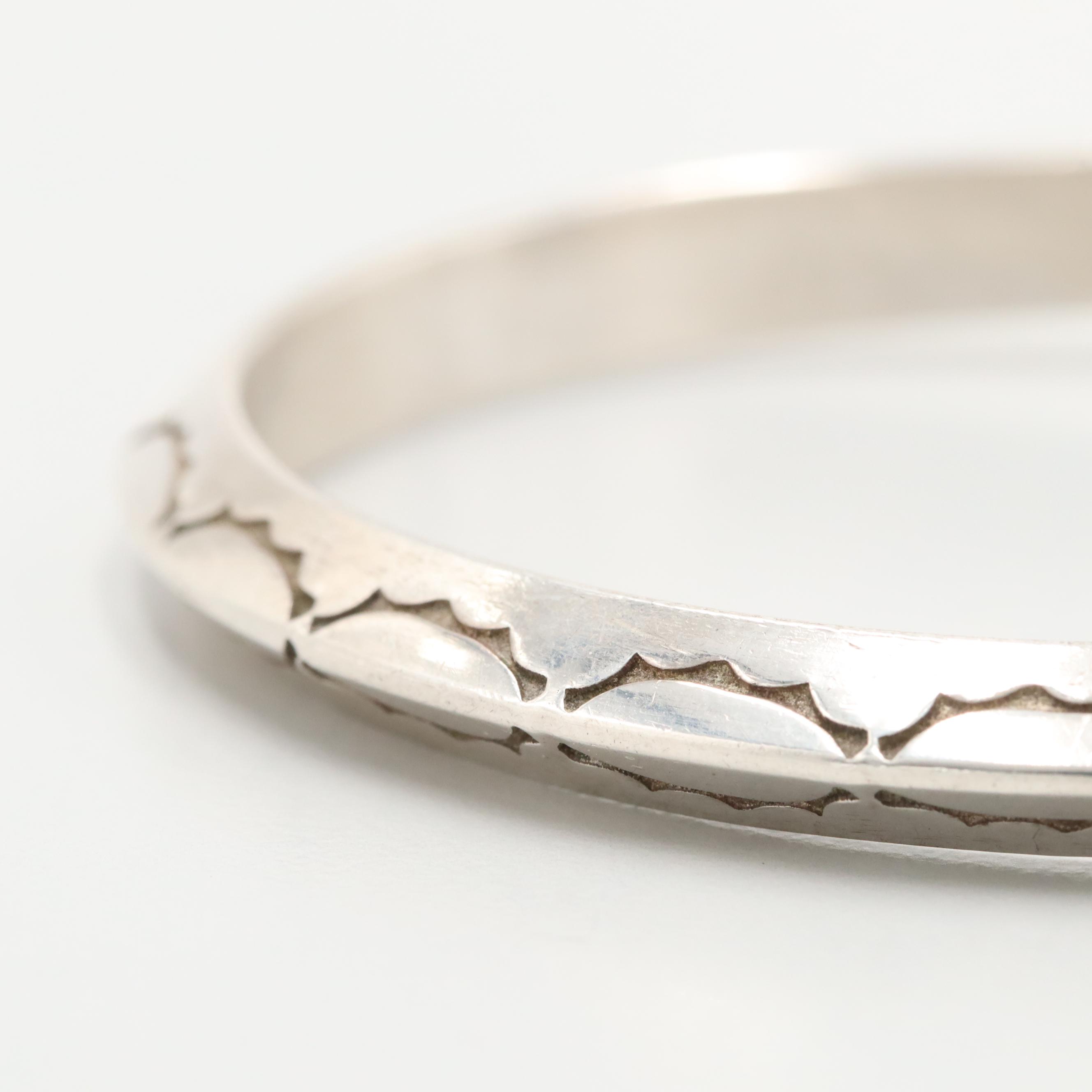 Southwestern Style Sterling Silver Cuff Bracelets with Stampwork