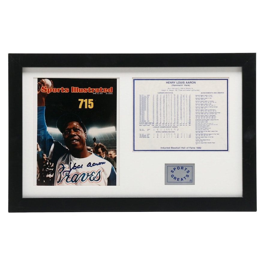 Hank Aaron Signed Framed Copy of "Sports Illustrated" Cover Display, JSA COA