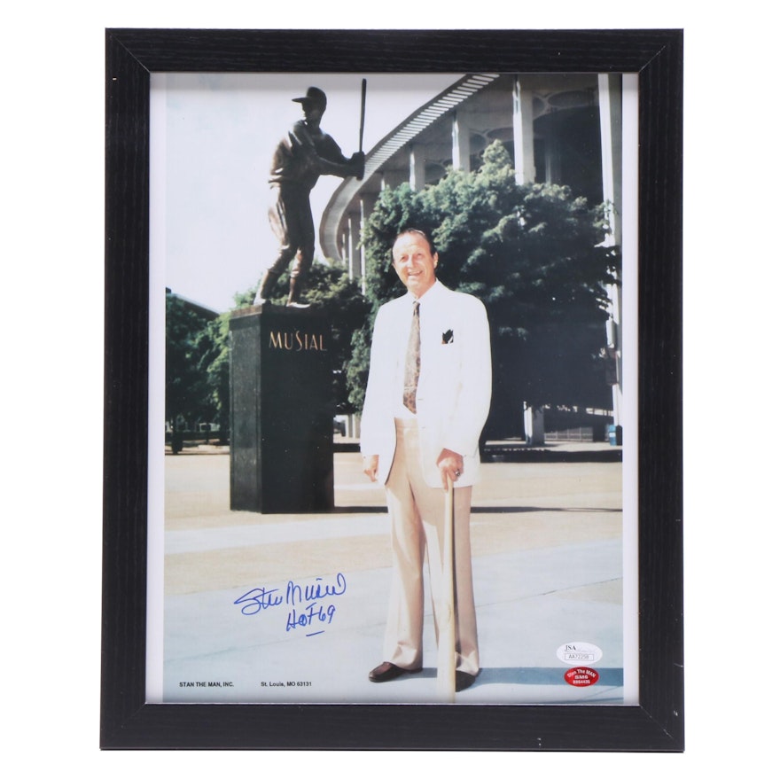 Stan Musial Signed "Busch Stadium Statue Dedication" Framed Photo Print, JSA COA