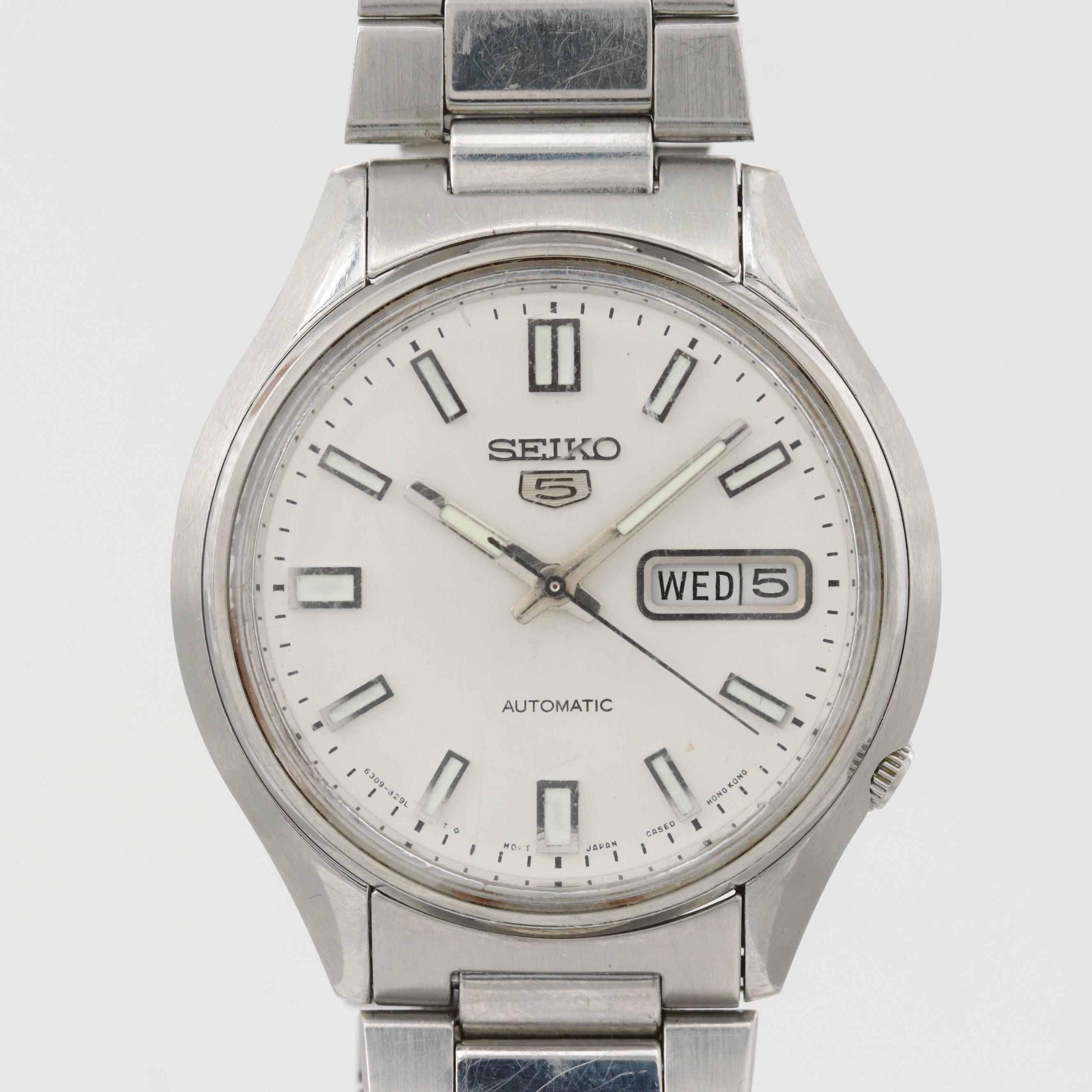 Seiko 5 Stainless Steel Automatic Watch With Day and Date, 1981