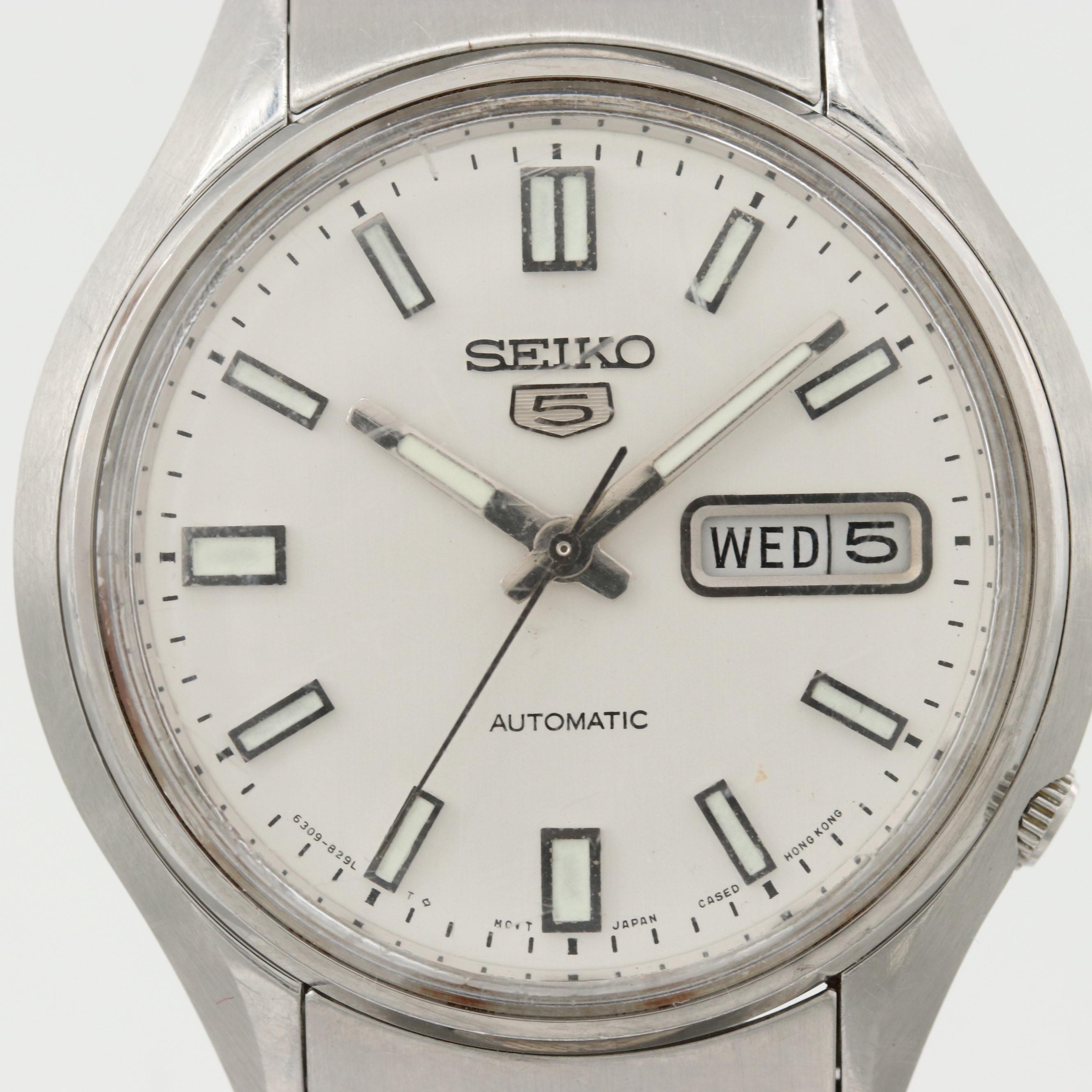 Seiko 5 Stainless Steel Automatic Watch With Day and Date, 1981