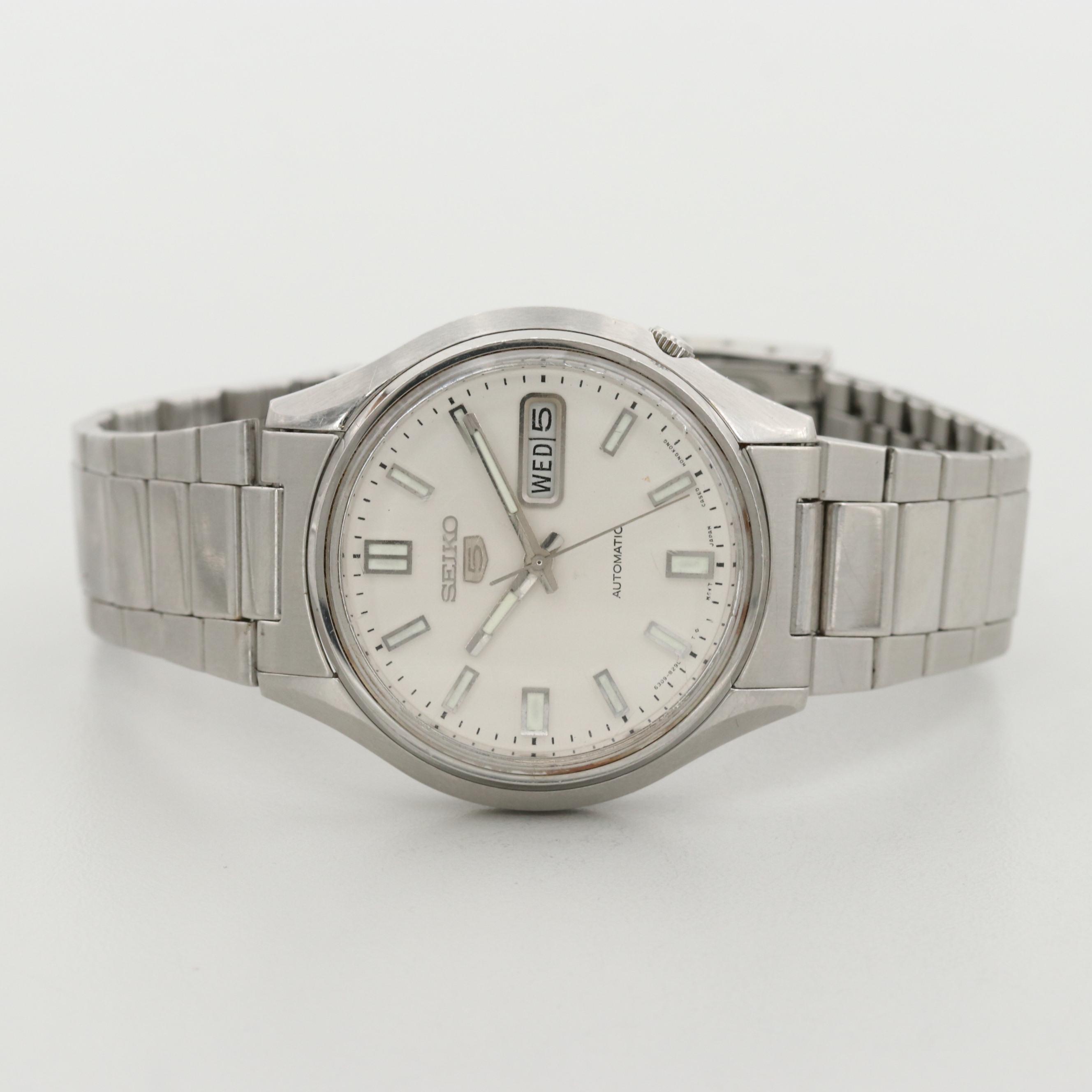 Seiko 5 Stainless Steel Automatic Watch With Day and Date, 1981
