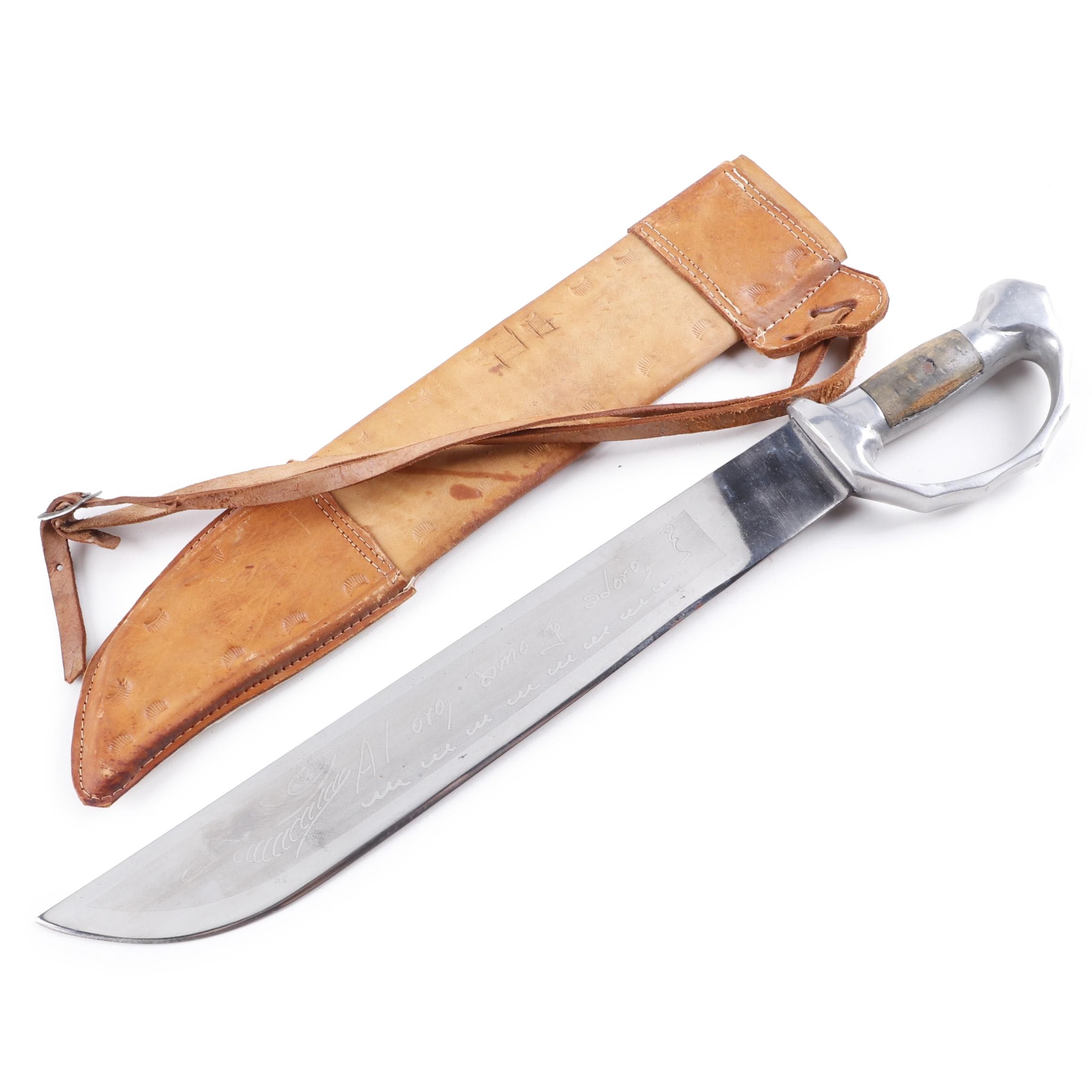 Oaxaca Mexico Steel Machete with Hand Stitched Leather Sheath