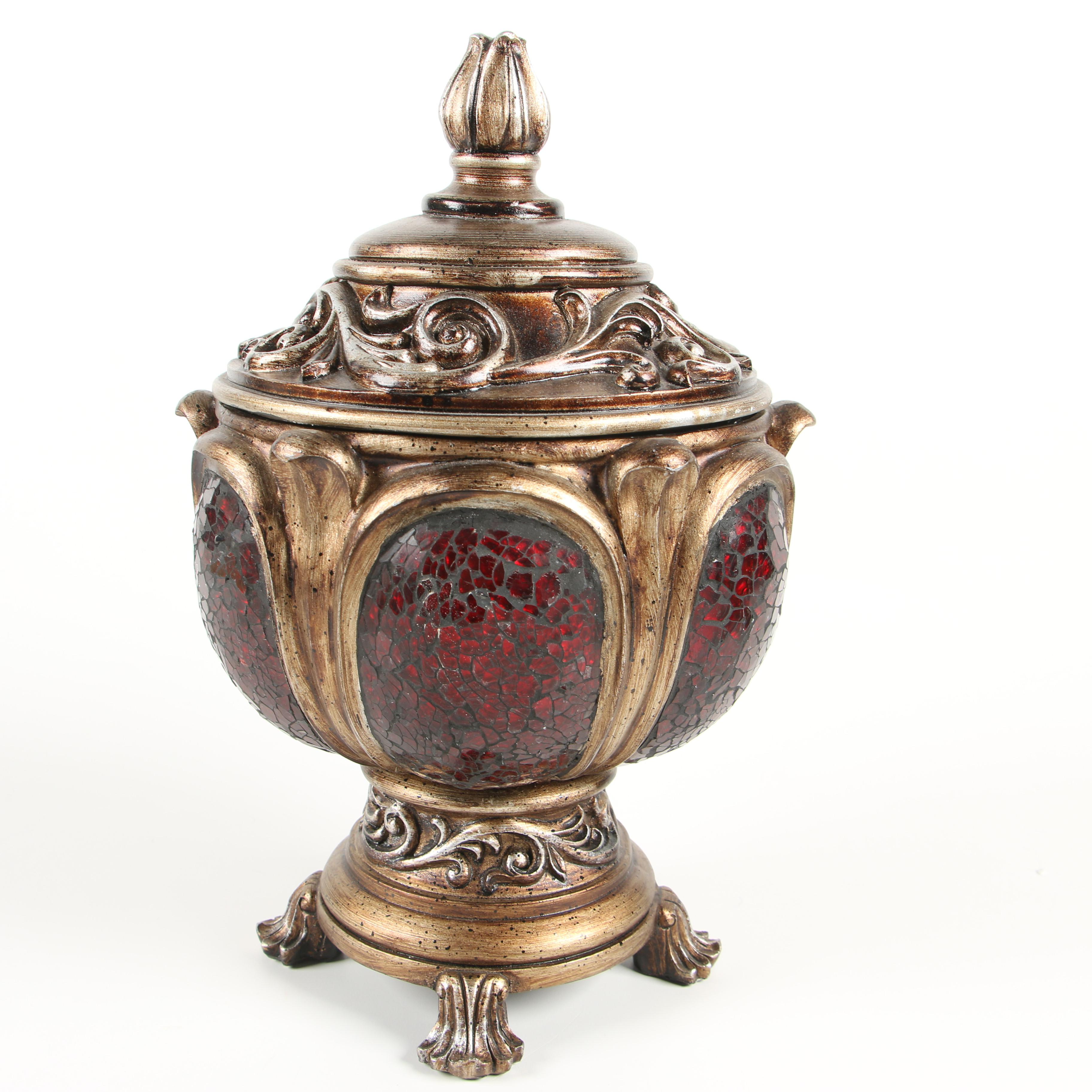 Ornate Molded Resin Boxes with Antique Finish