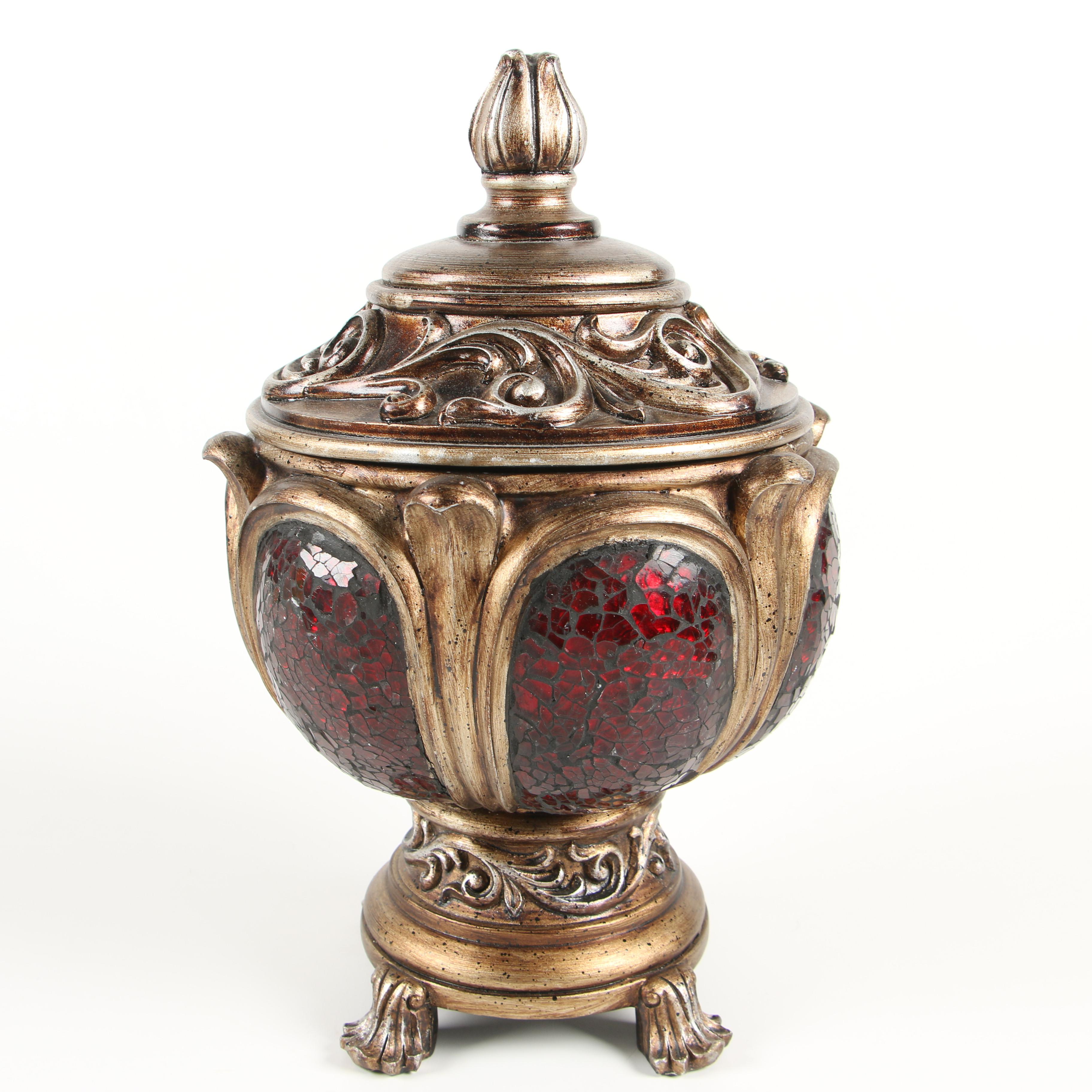 Ornate Molded Resin Boxes with Antique Finish