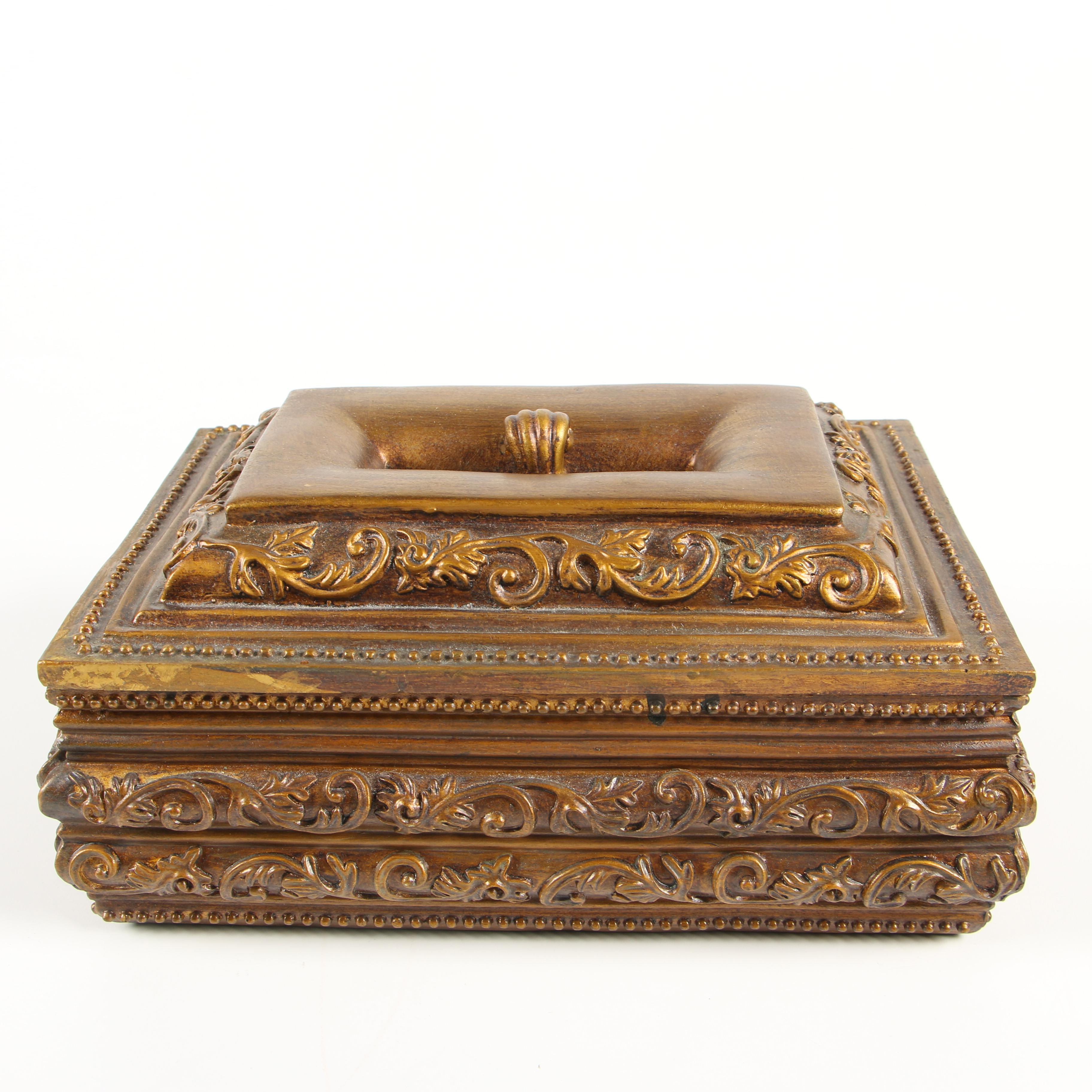 Ornate Molded Resin Boxes with Antique Finish