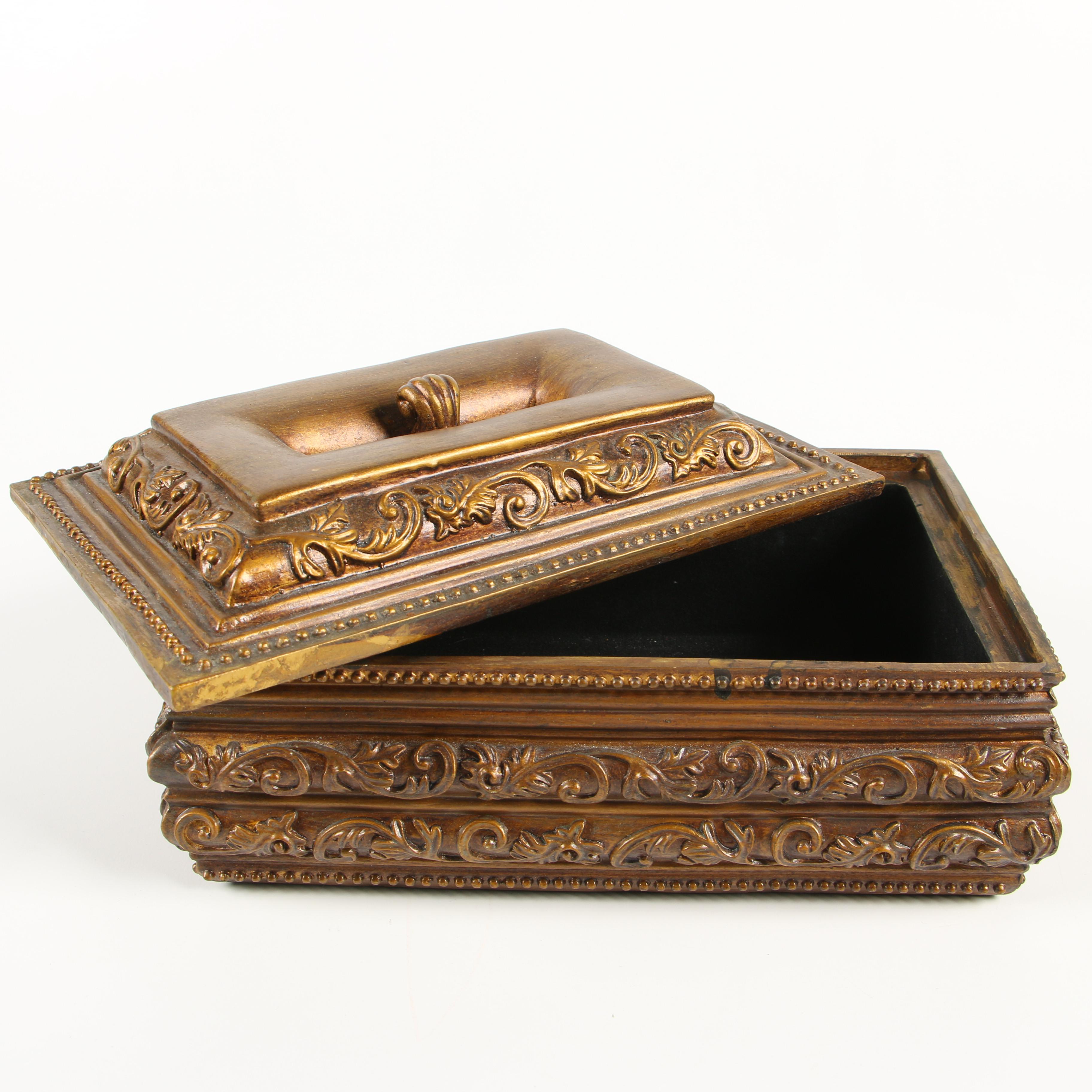 Ornate Molded Resin Boxes with Antique Finish