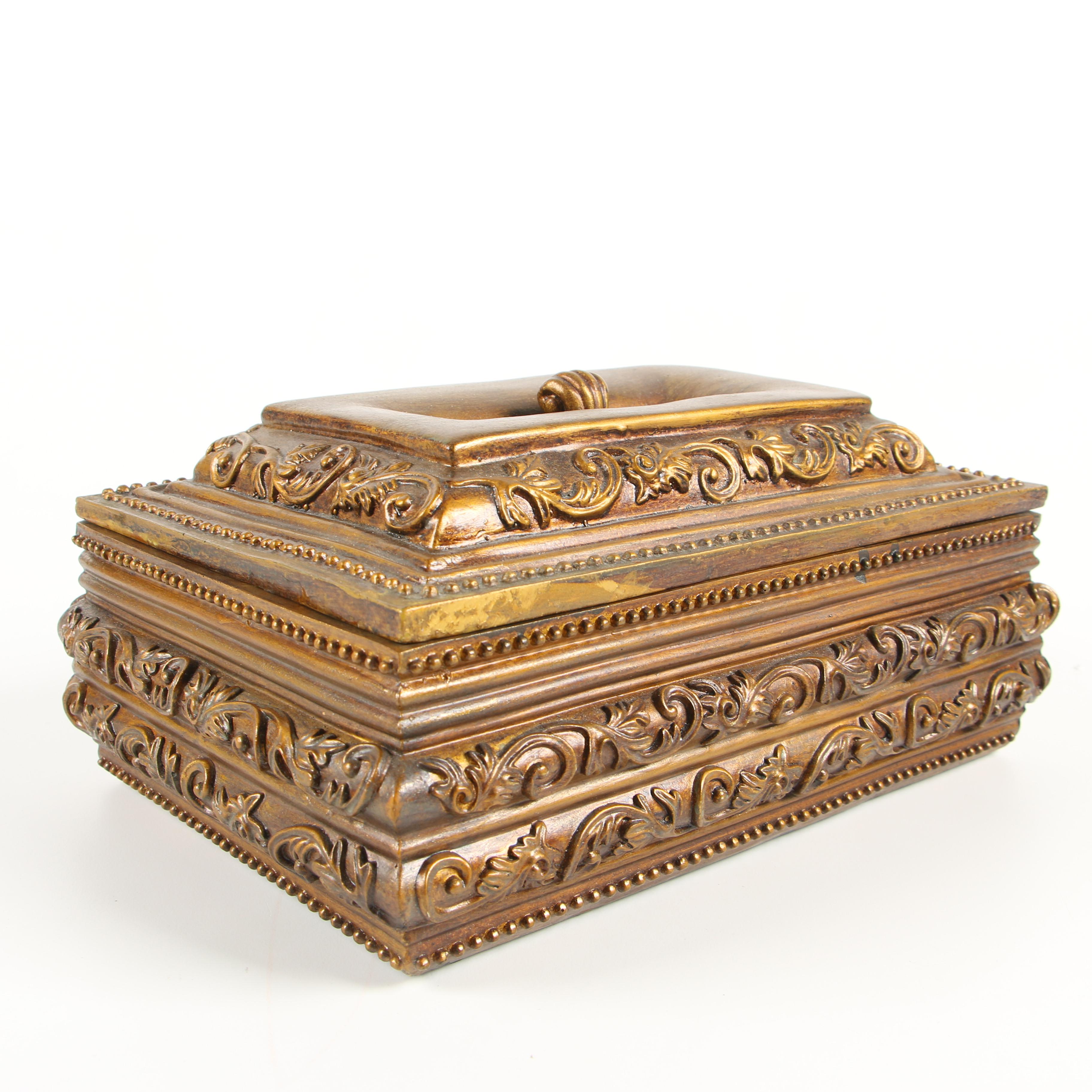 Ornate Molded Resin Boxes with Antique Finish