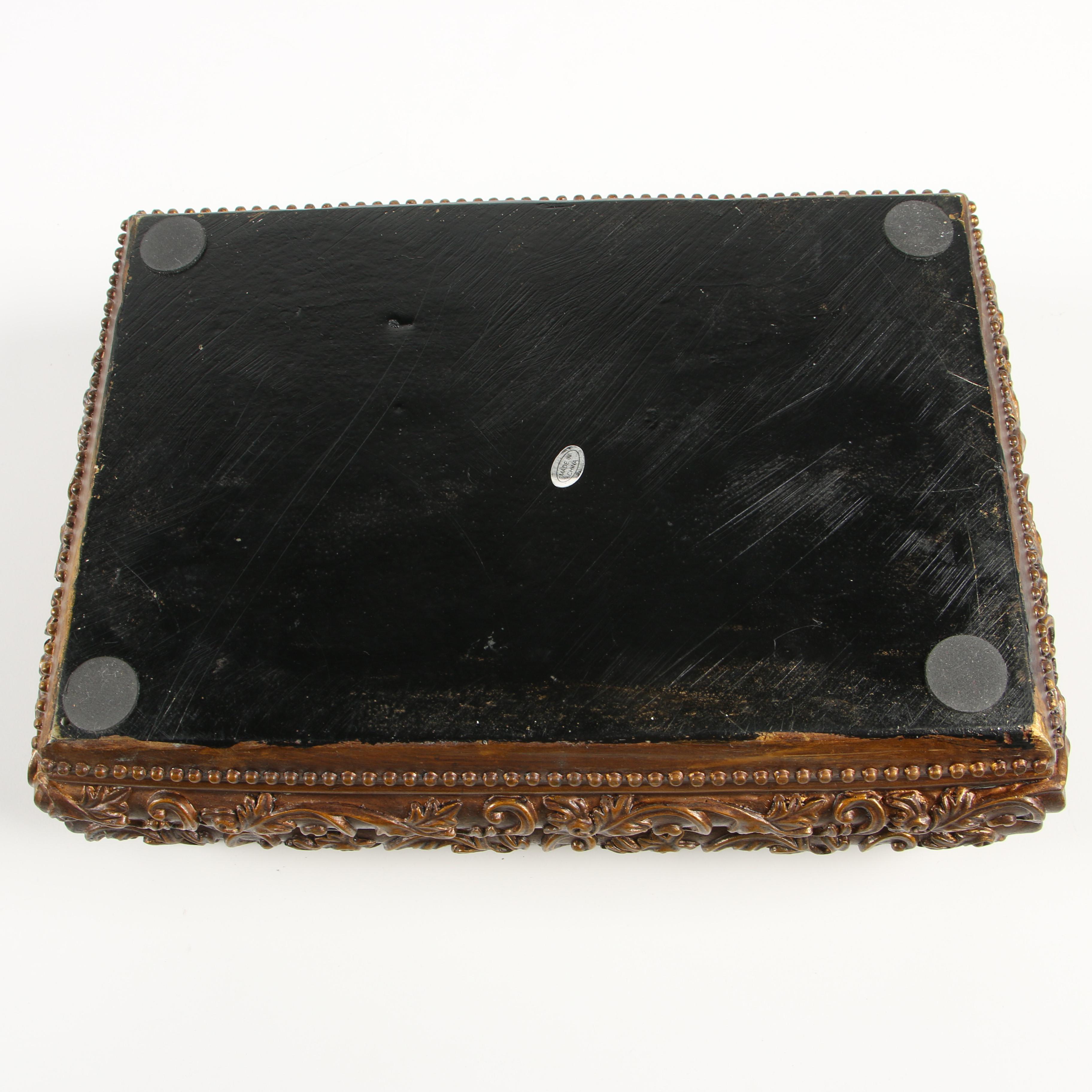 Ornate Molded Resin Boxes with Antique Finish