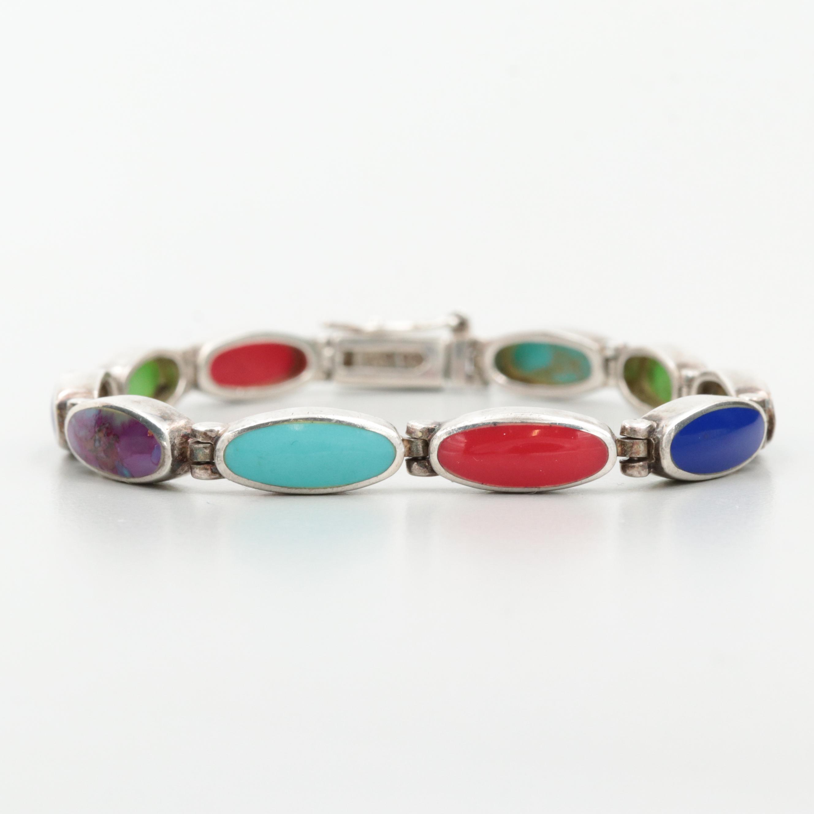 Sterling Silver Imitation Gemstone Bracelet