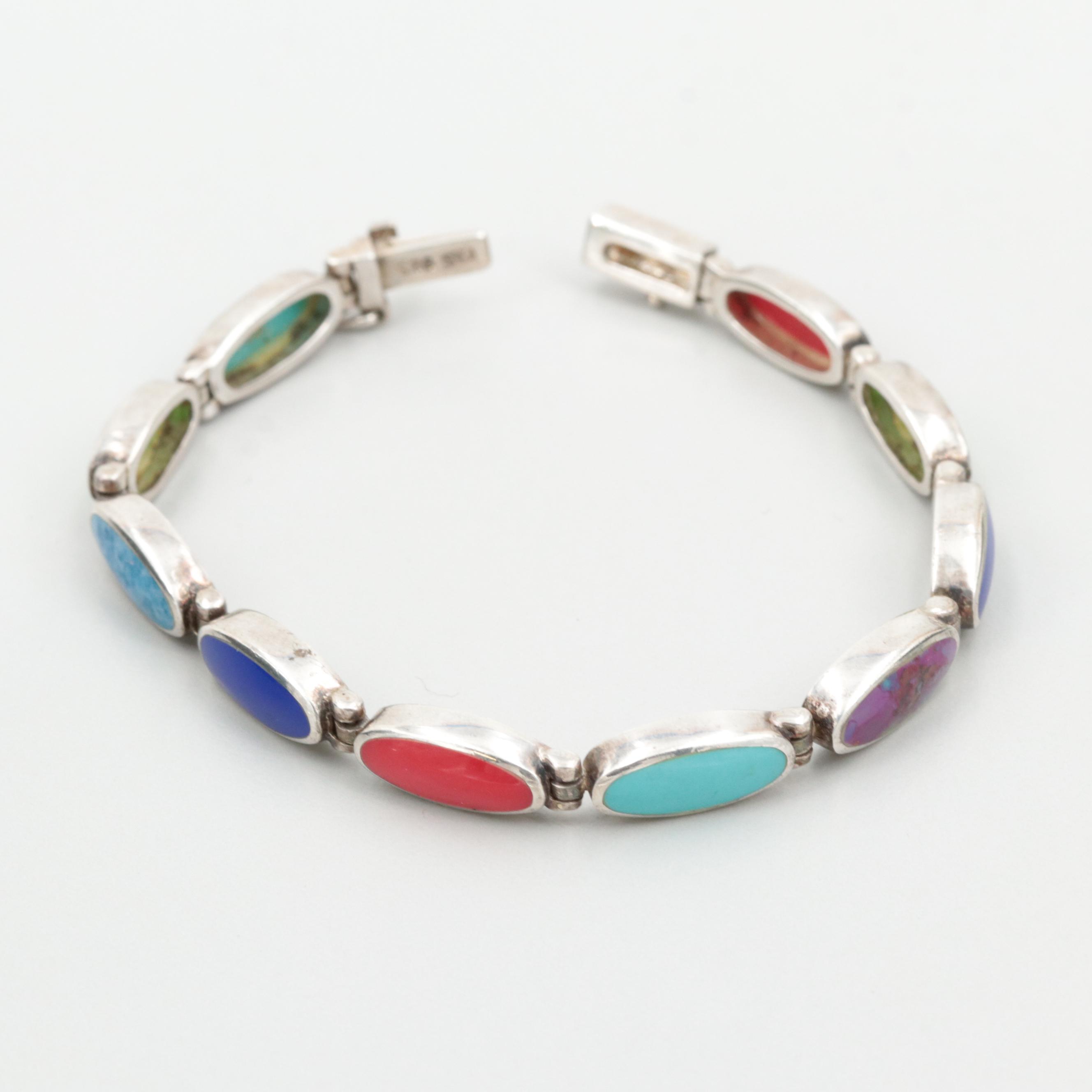 Sterling Silver Imitation Gemstone Bracelet