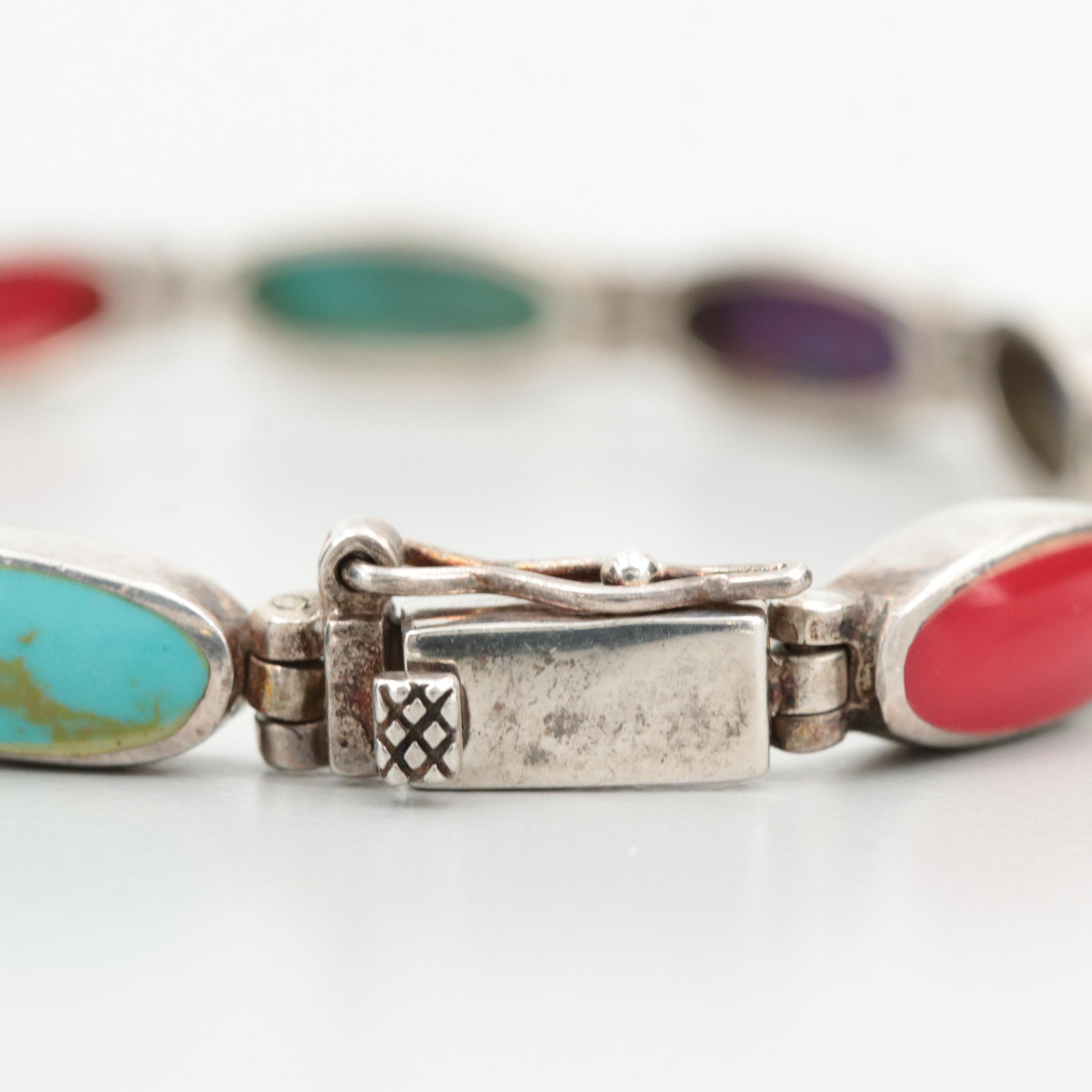 Sterling Silver Imitation Gemstone Bracelet