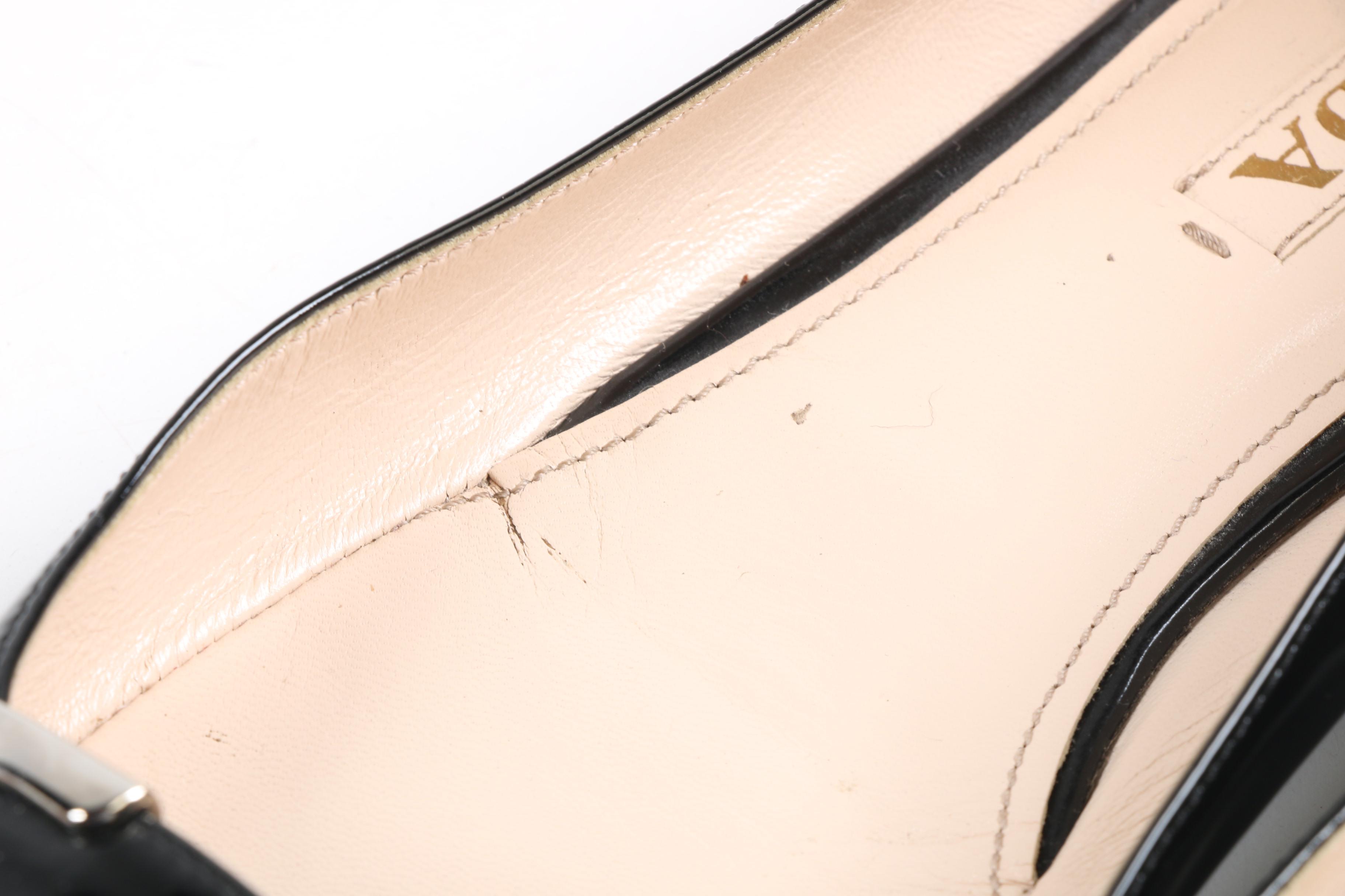 Prada Black Patent Leather Buckle Flats