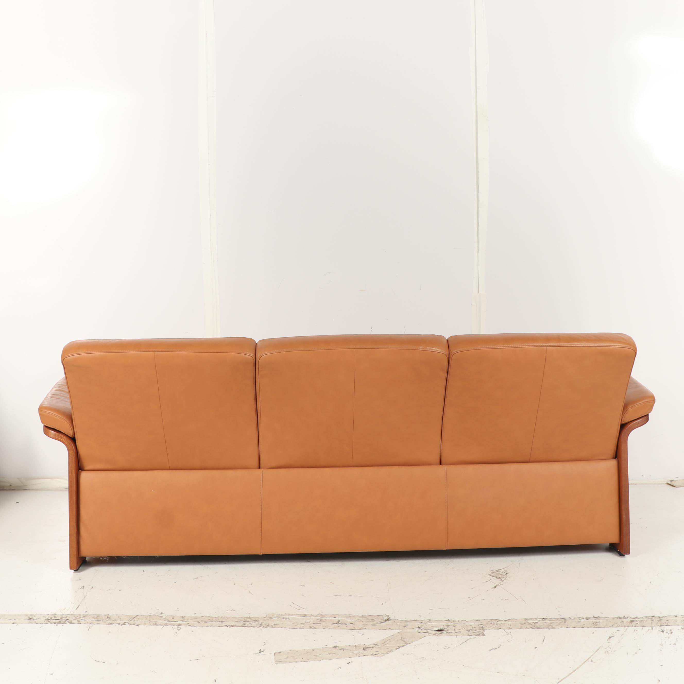 Ekornes Leather Sectional Sofa with Ottoman