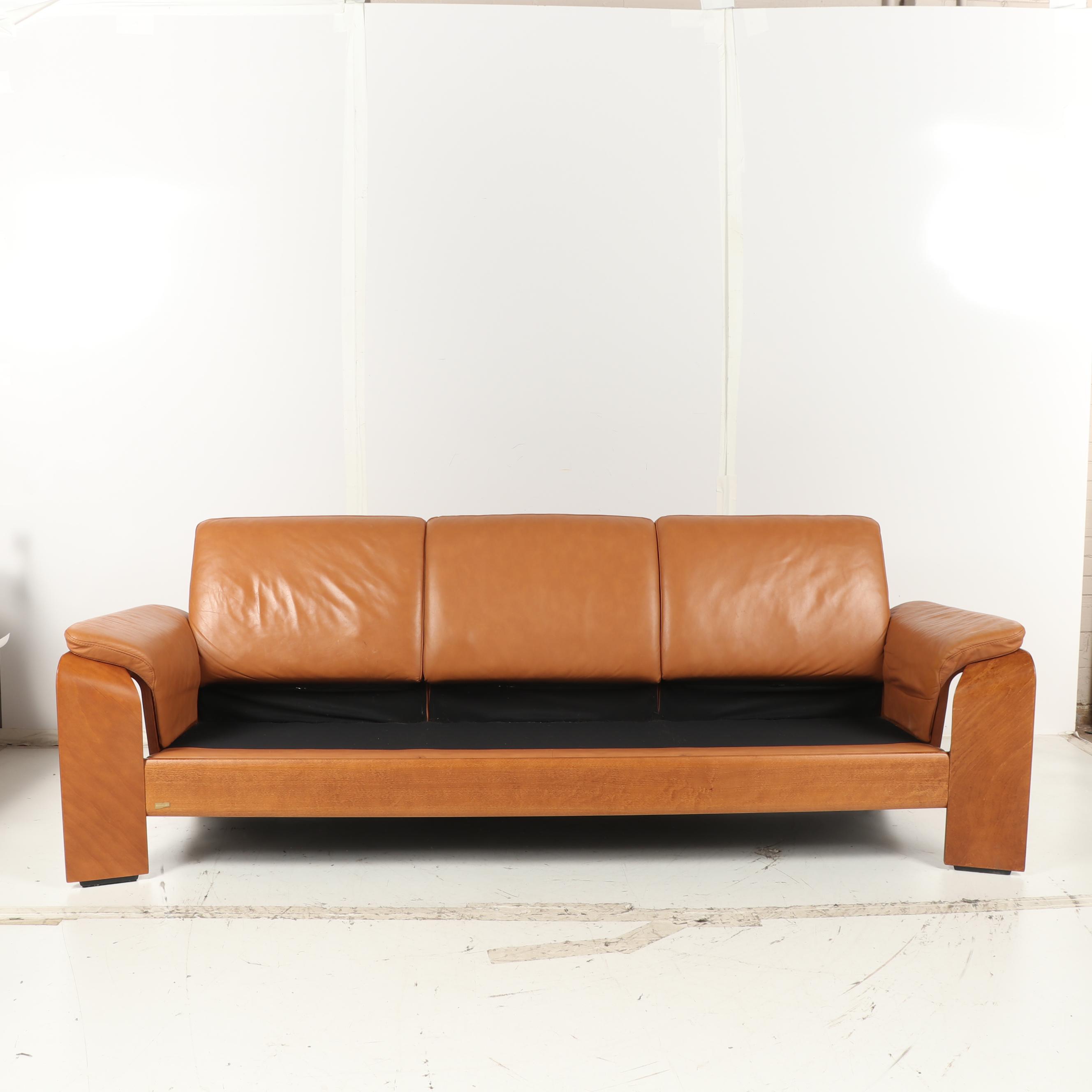 Ekornes Leather Sectional Sofa with Ottoman
