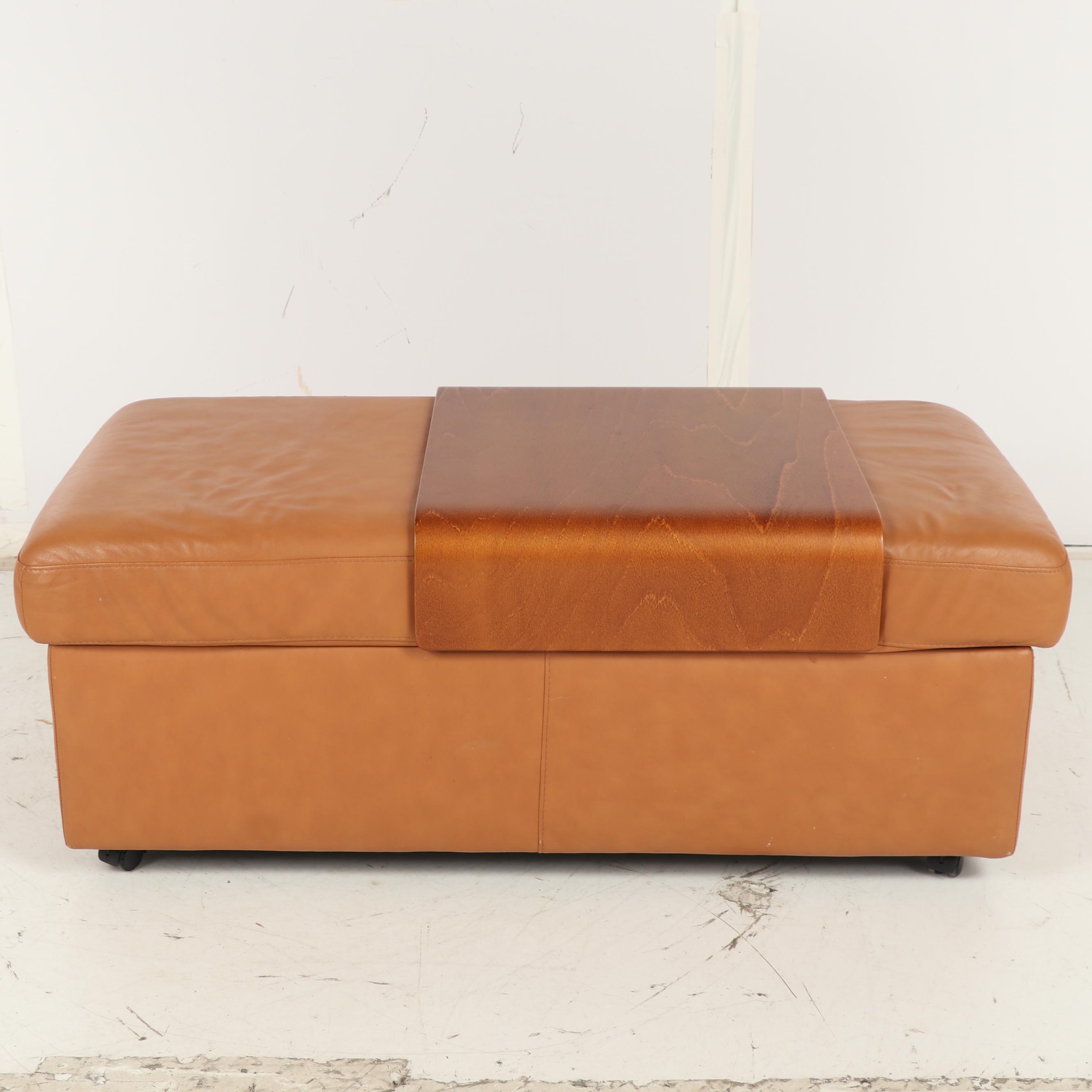 Ekornes Leather Sectional Sofa with Ottoman