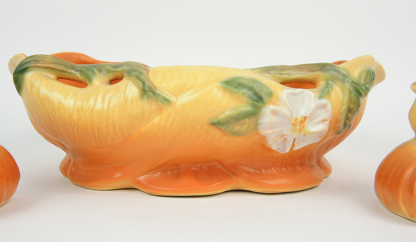 Weller Pottery "Dogwood" Console Bowl and Candleholders