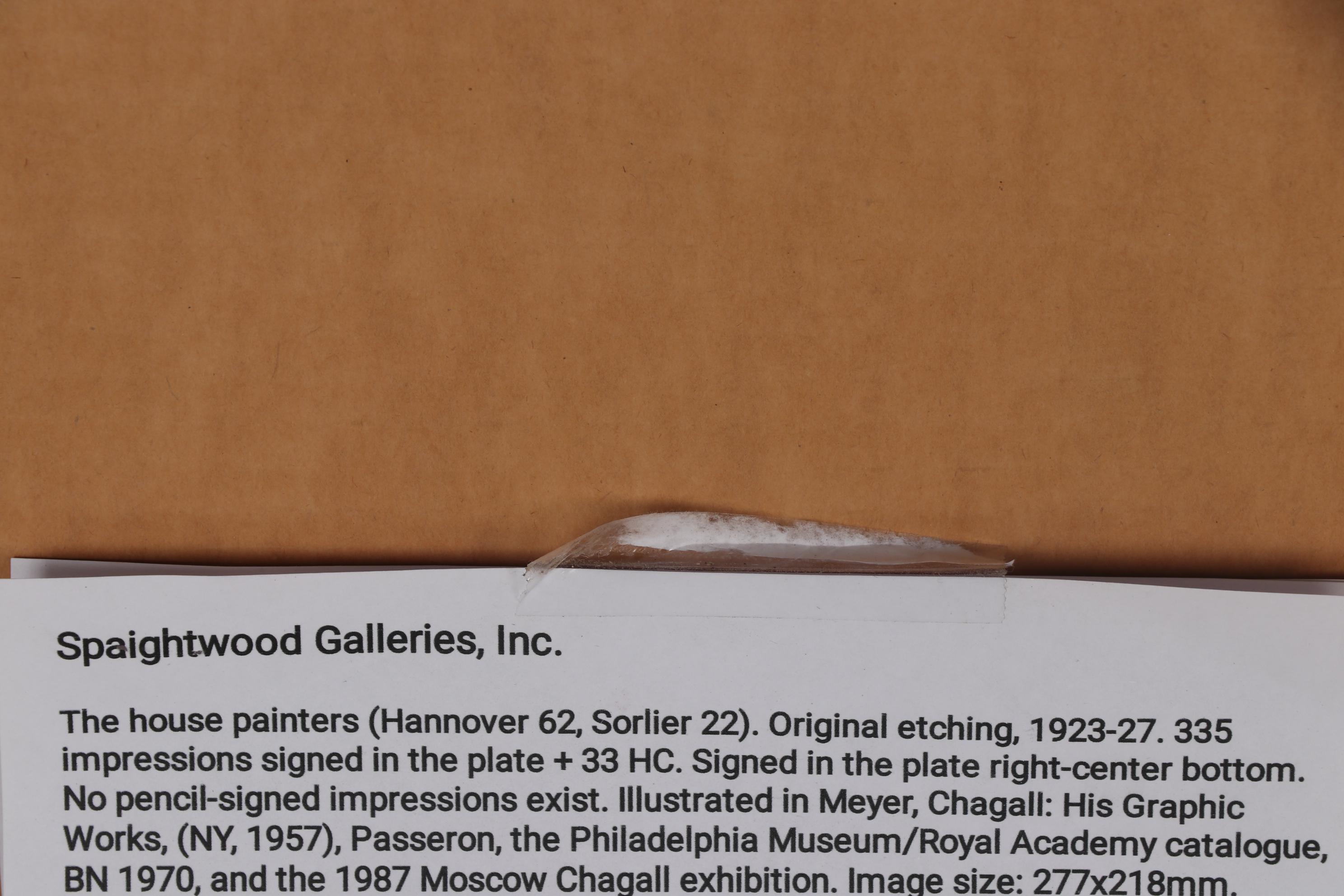 Marc Chagall Etching "The House Painters" for "Les Âmes mortes"