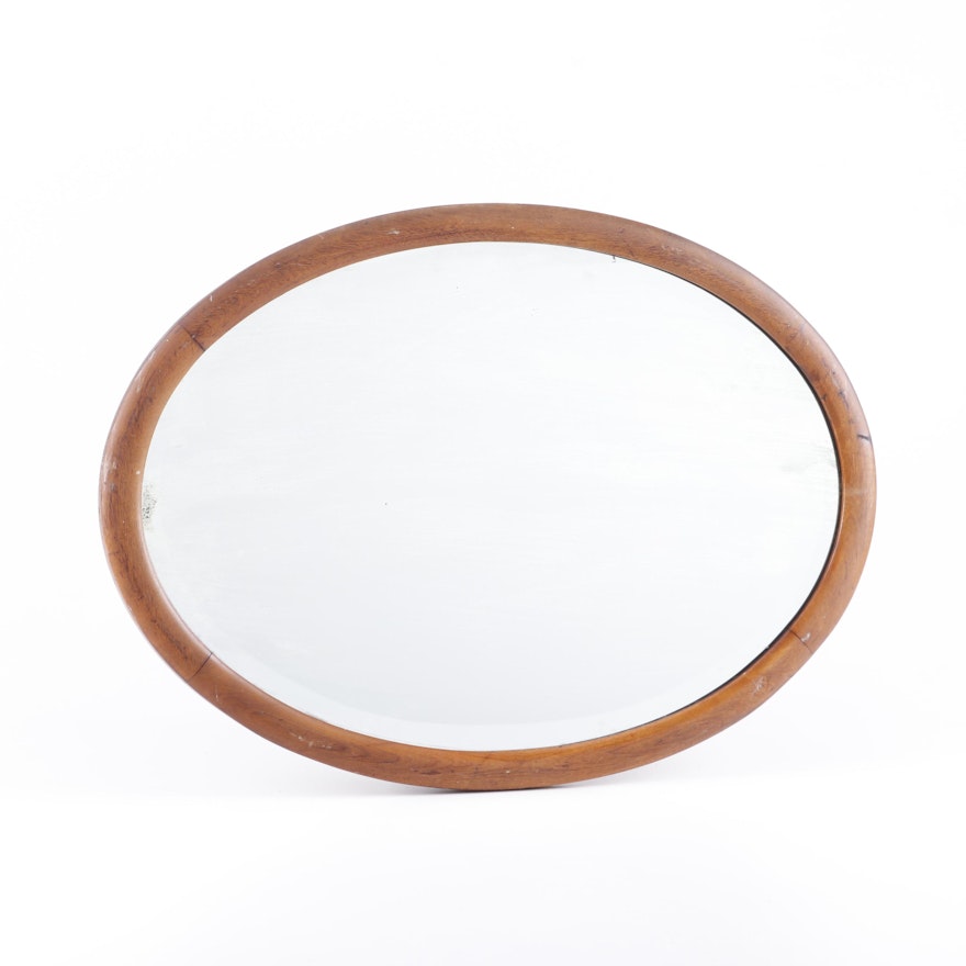 Oak Oval Wall Mirror, 19th Century