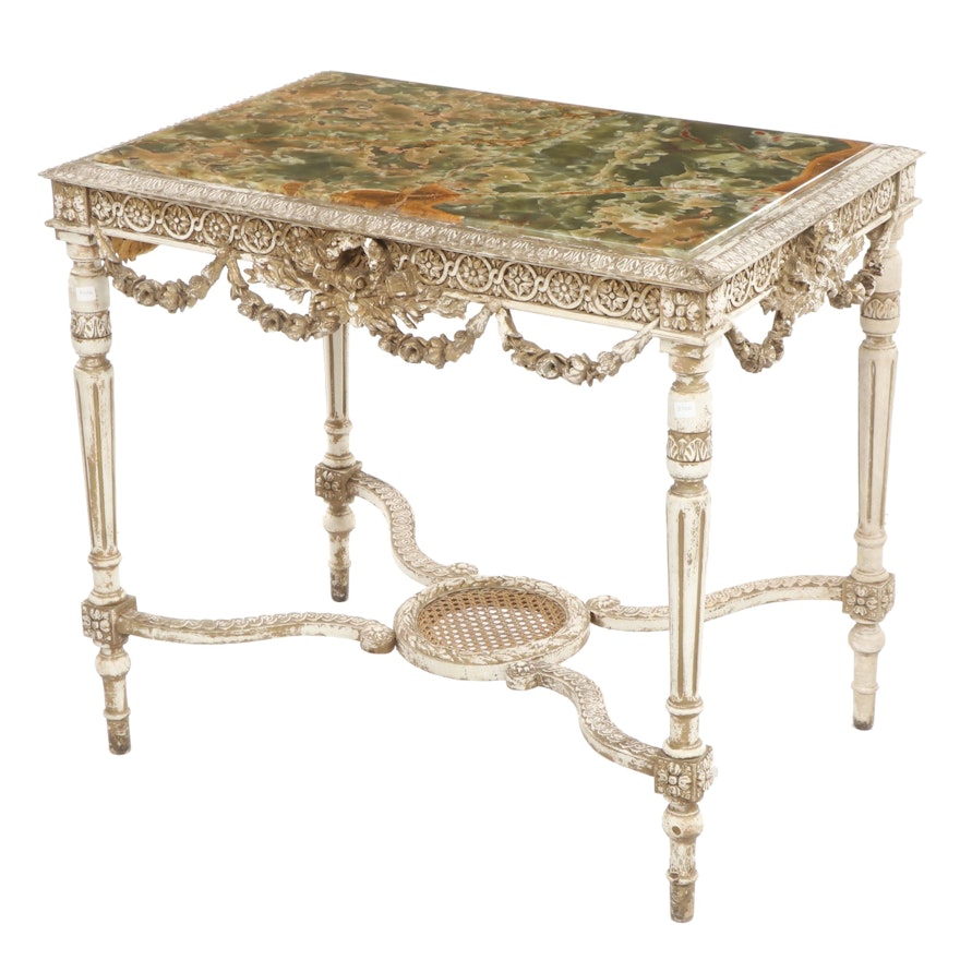 Italian Neoclassical Style Onyx, Composition and Wood Side Table, Circa 1870