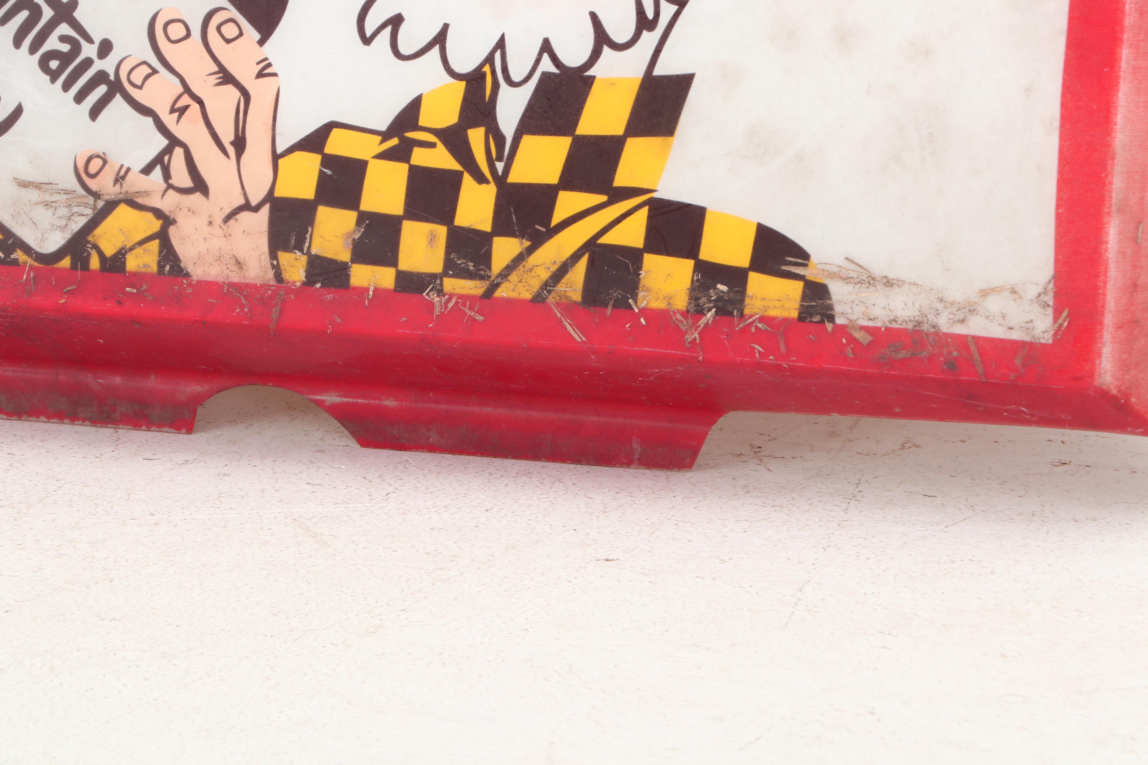 Vintage Mountain Dew "It'll Tickle Yore Innards!" Plastic Advertising Sign