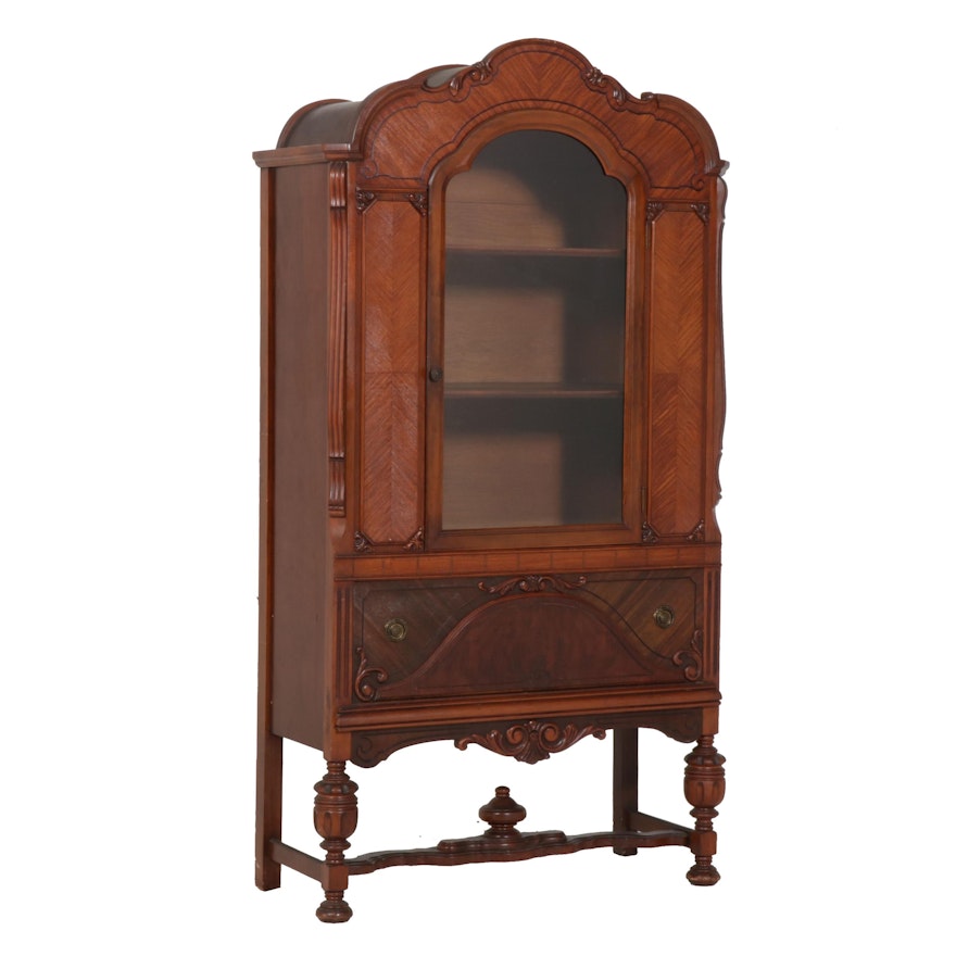 Late Victorian Display Case with Figural Veneer Decoration