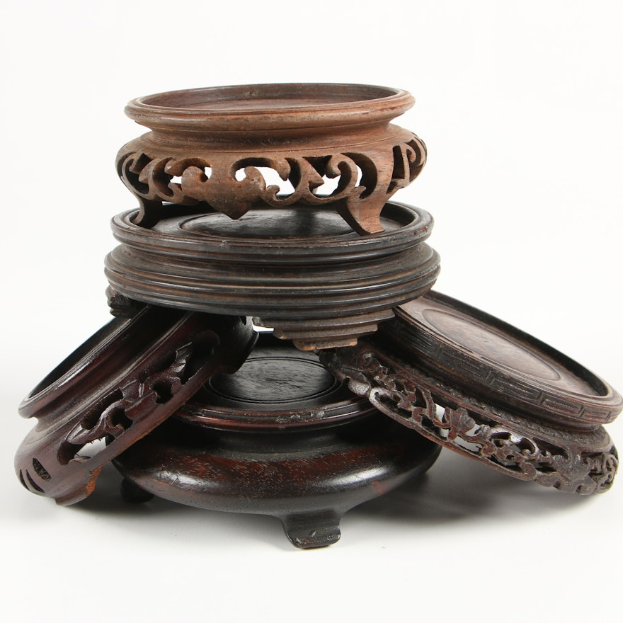 Chinese Carved Rosewood Stands