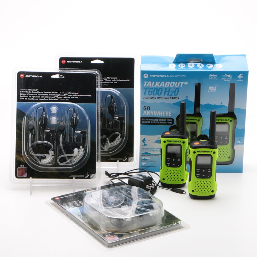 Motorola Talkabout T600 H20 Two-Way Radios with Surveillance Headsets