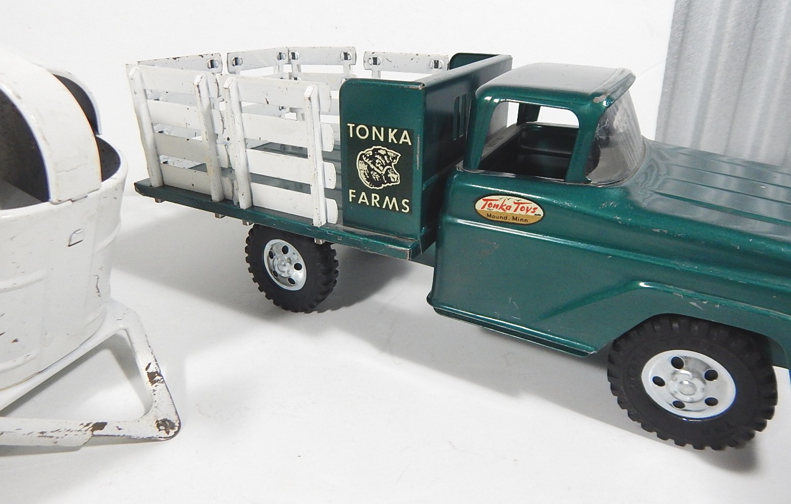 1960s Era Tonka Farms Pressed Steel Truck and Horse Trailer