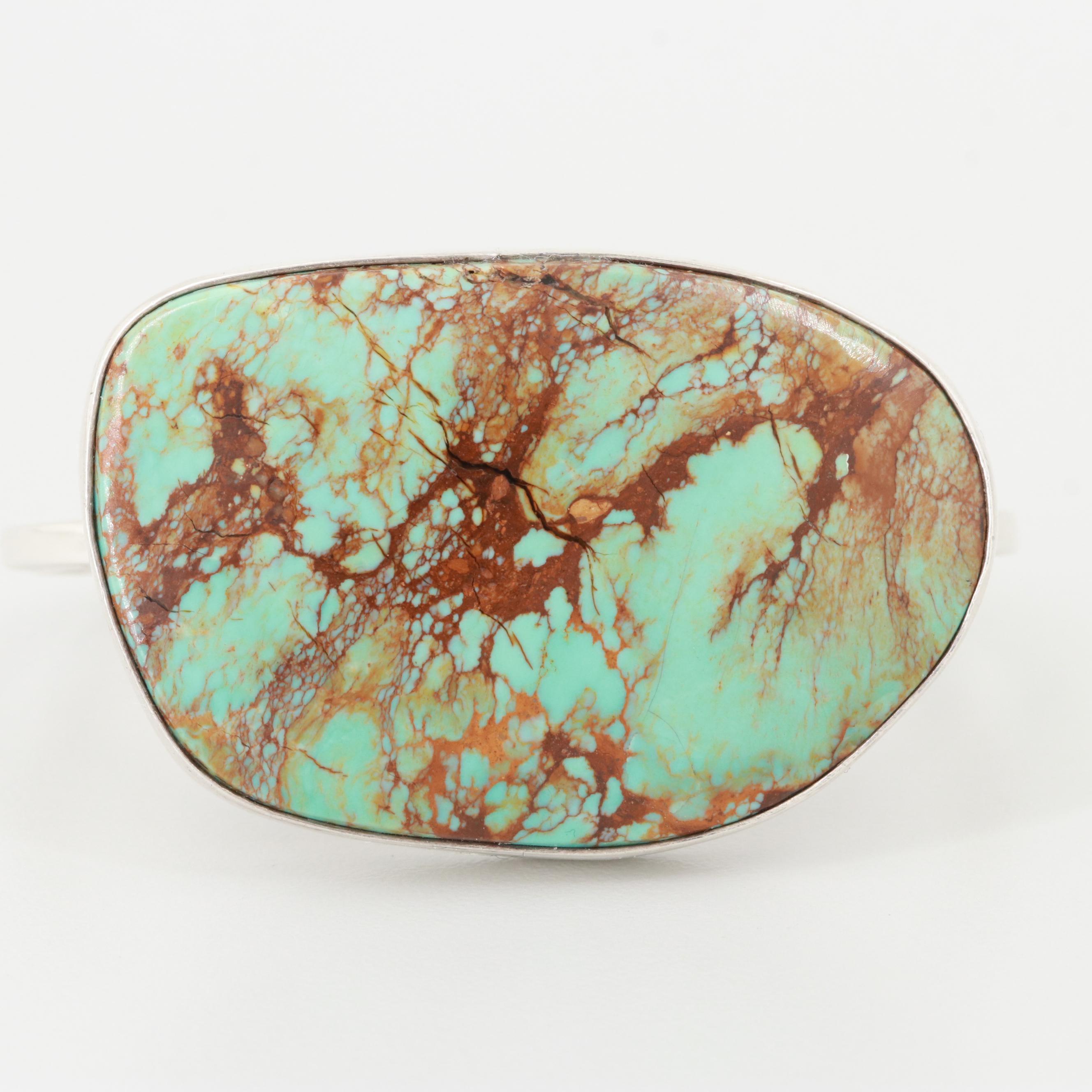 980 Silver and Sterling Silver Turquoise Cuff Bracelet