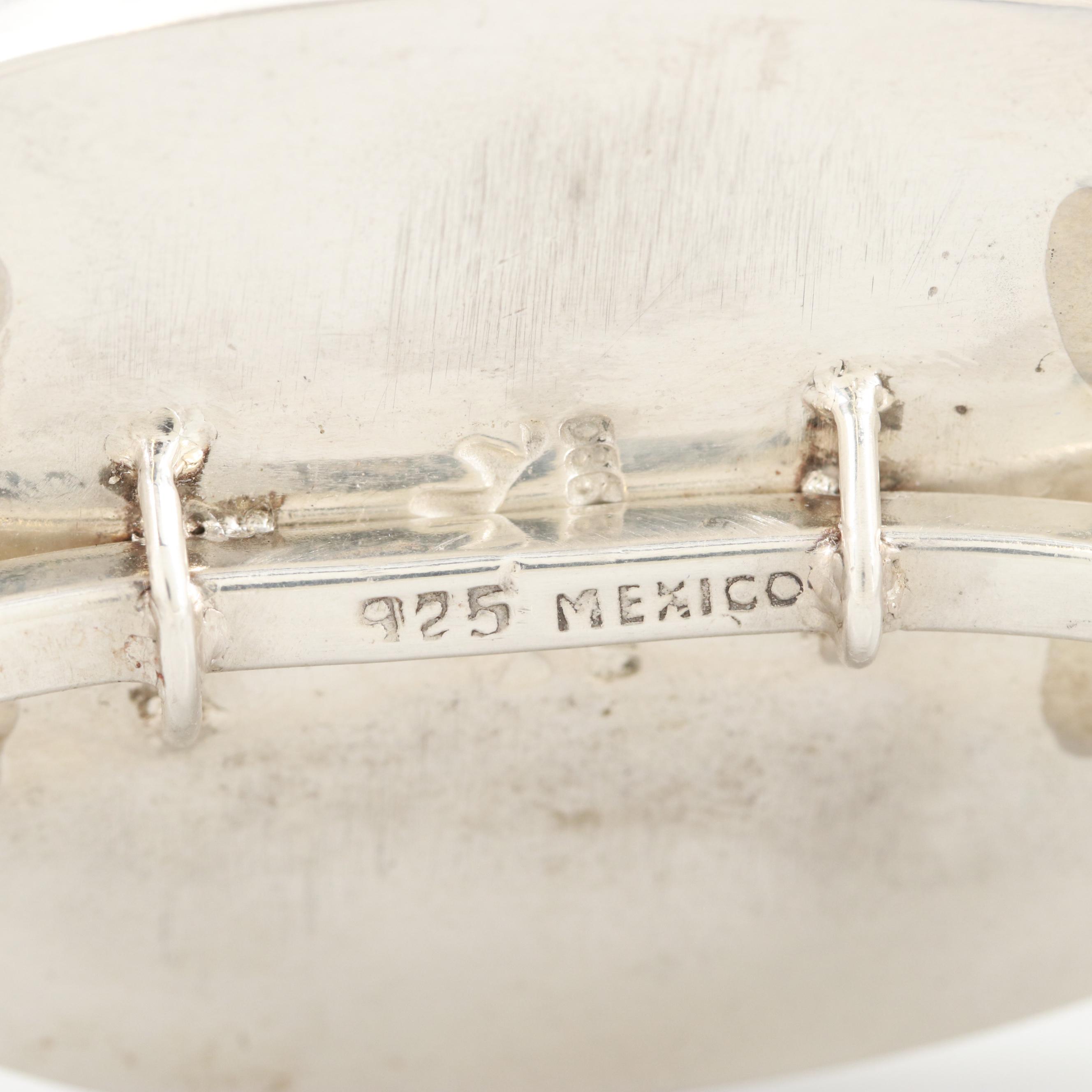 980 Silver and Sterling Silver Turquoise Cuff Bracelet