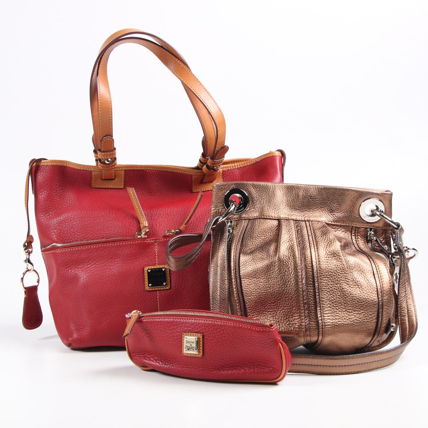 Dooney & Bourke Tote and Pouch with B. Makowsky Shoulder Bag in Pebbled Leather