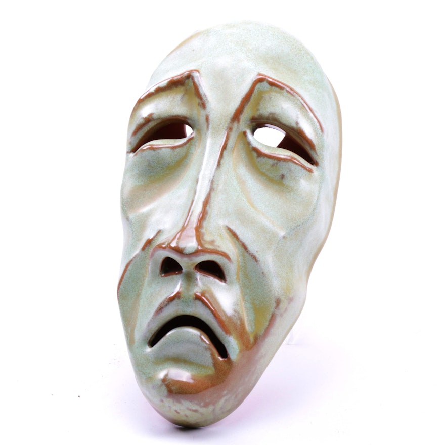 Frankoma Prairie Green "Tragedy" Wall Mask
