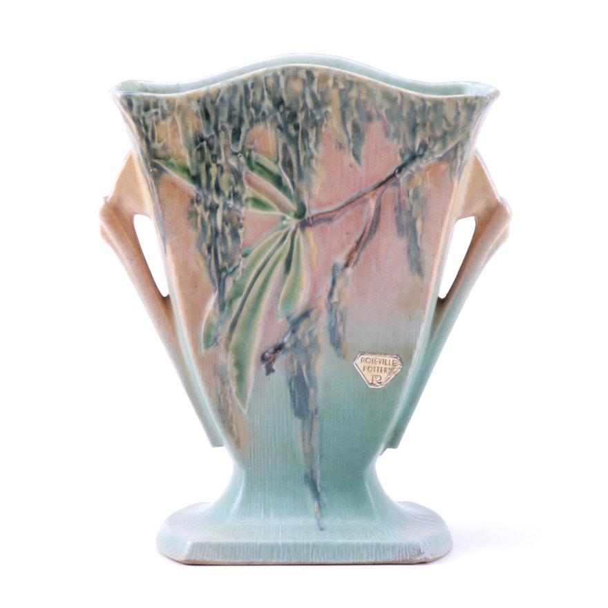 Roseville Pottery "Moss" Fan Vase, 1930s