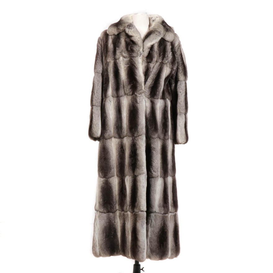 Chinchilla Fur Coat with Adjustable Length from Sarian of New York, Vintage