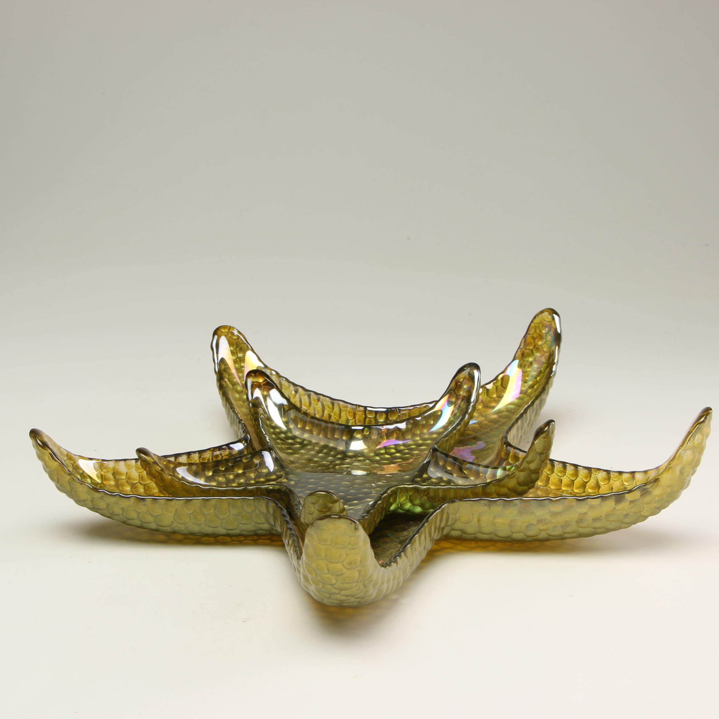 Hand Blown Glass Angel Fish with Starfish Decor