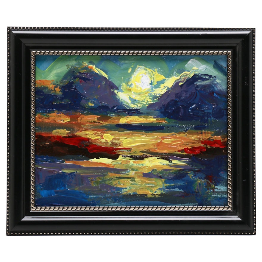 Martin Azari Oil Painting "Ocean Sunset with Clouds"