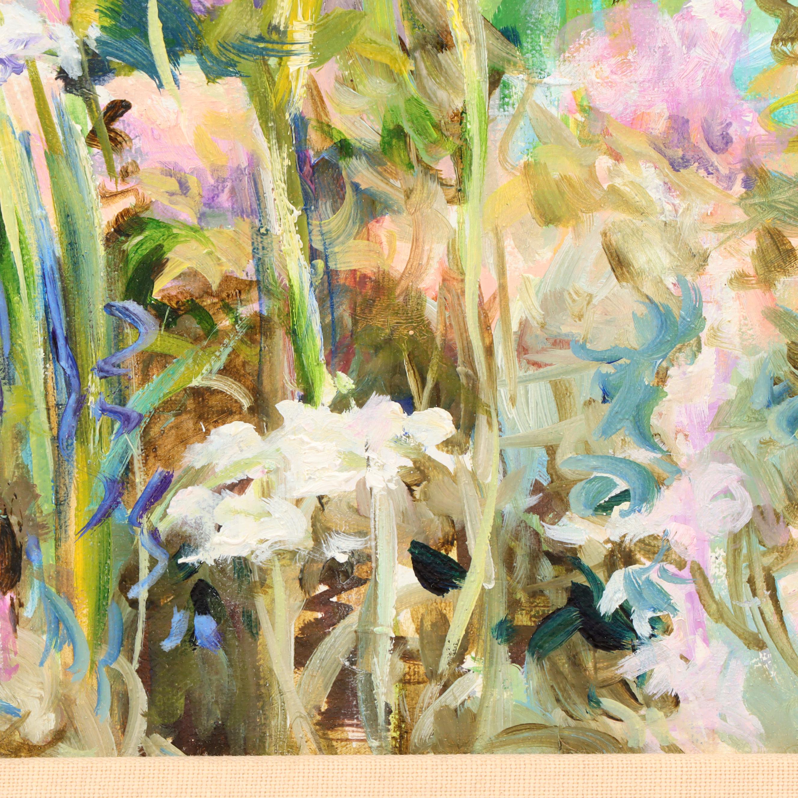 Linda Lee Acrylic Painting Flowers in Landscape