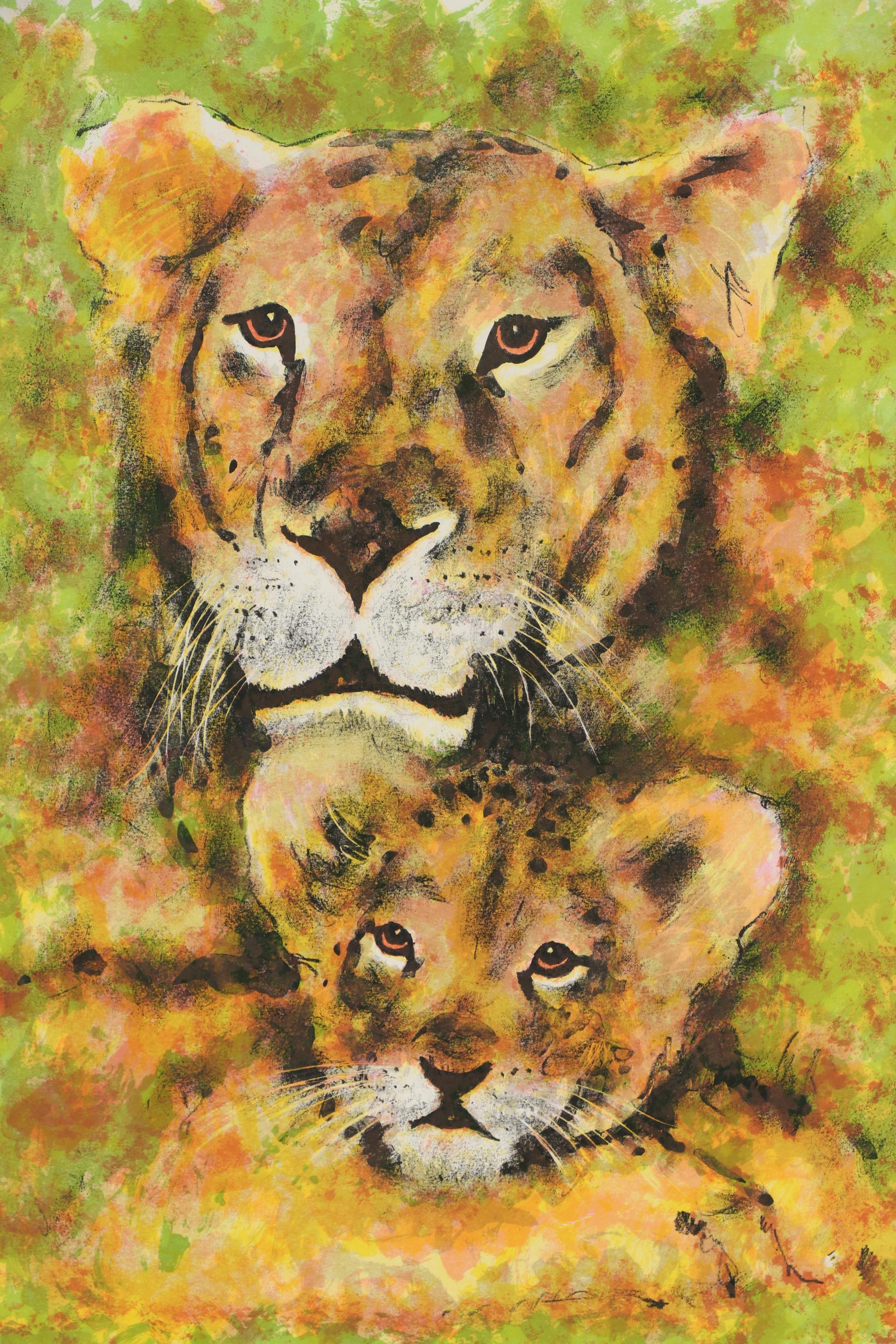 Paul Seckel Color Lithographs of Bald Eagles and Lions