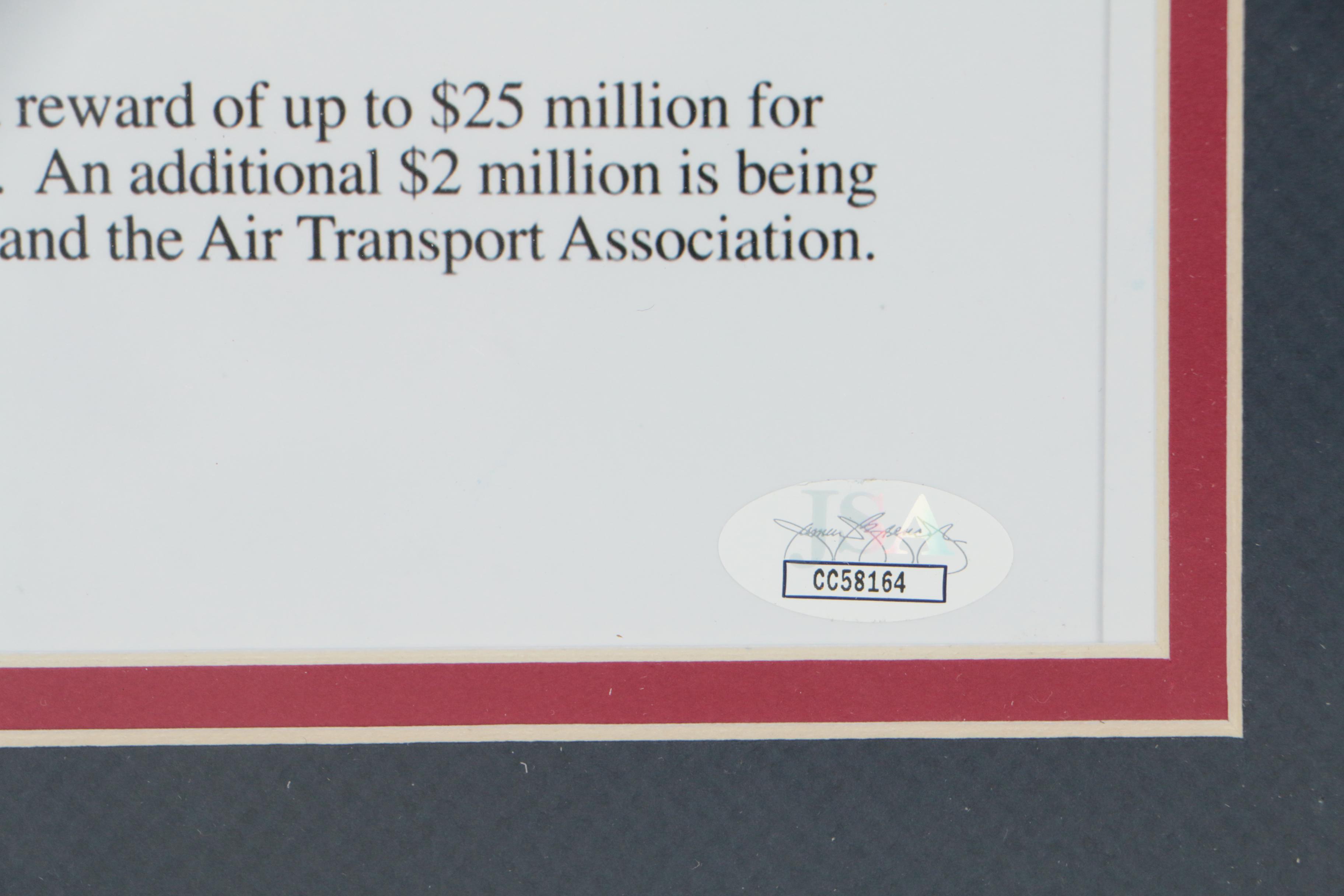 Robert J. O'Neill Autographed Osama bin Laden FBI Most Wanted Poster