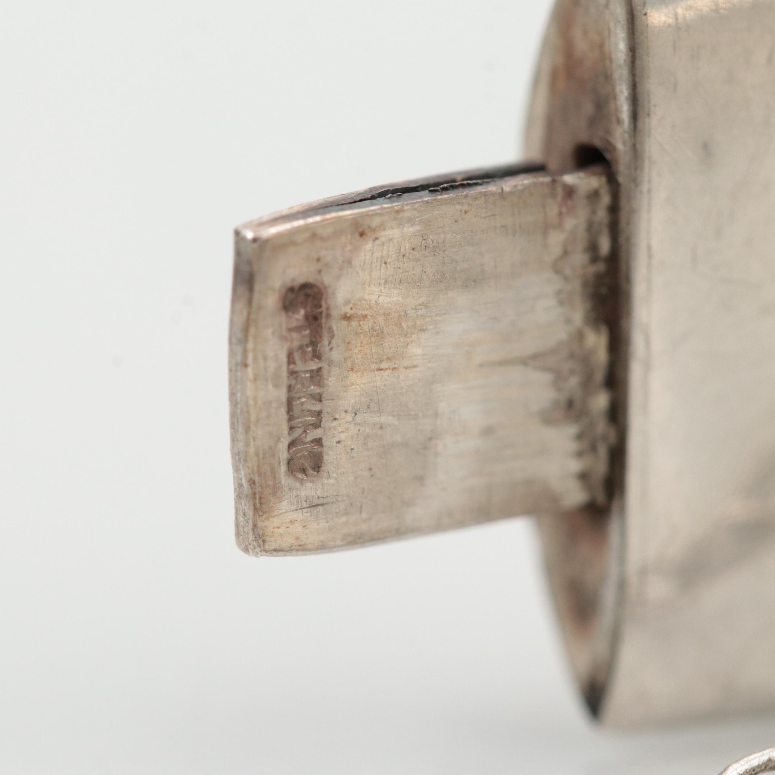 Sterling Silver Floral Motif Hinged Bangle Bracelet