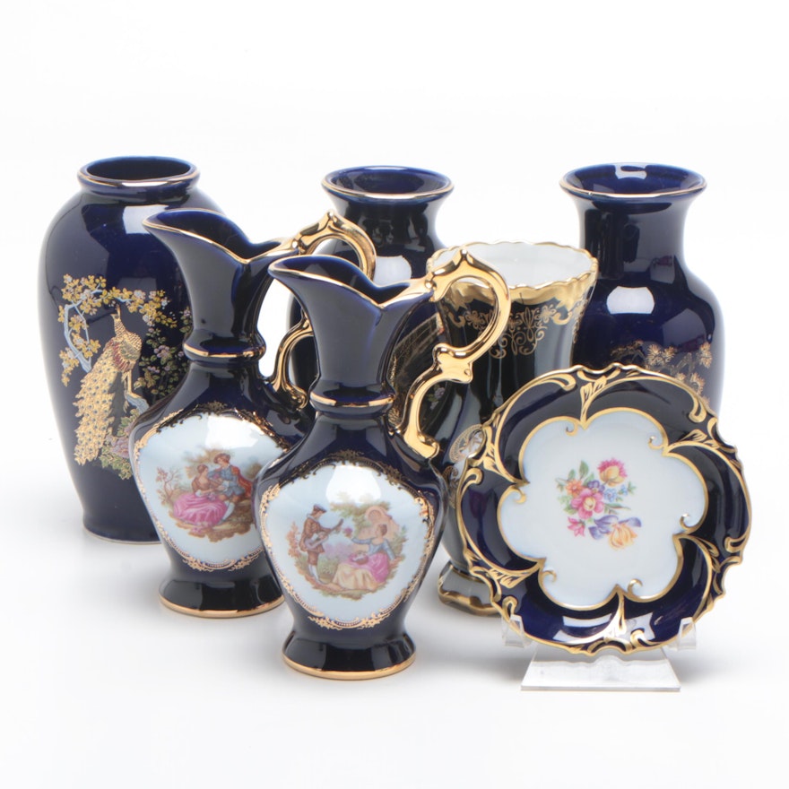 Limoges, Weimar, Ardco, and Other Porcelain Vases and Trinket Dish