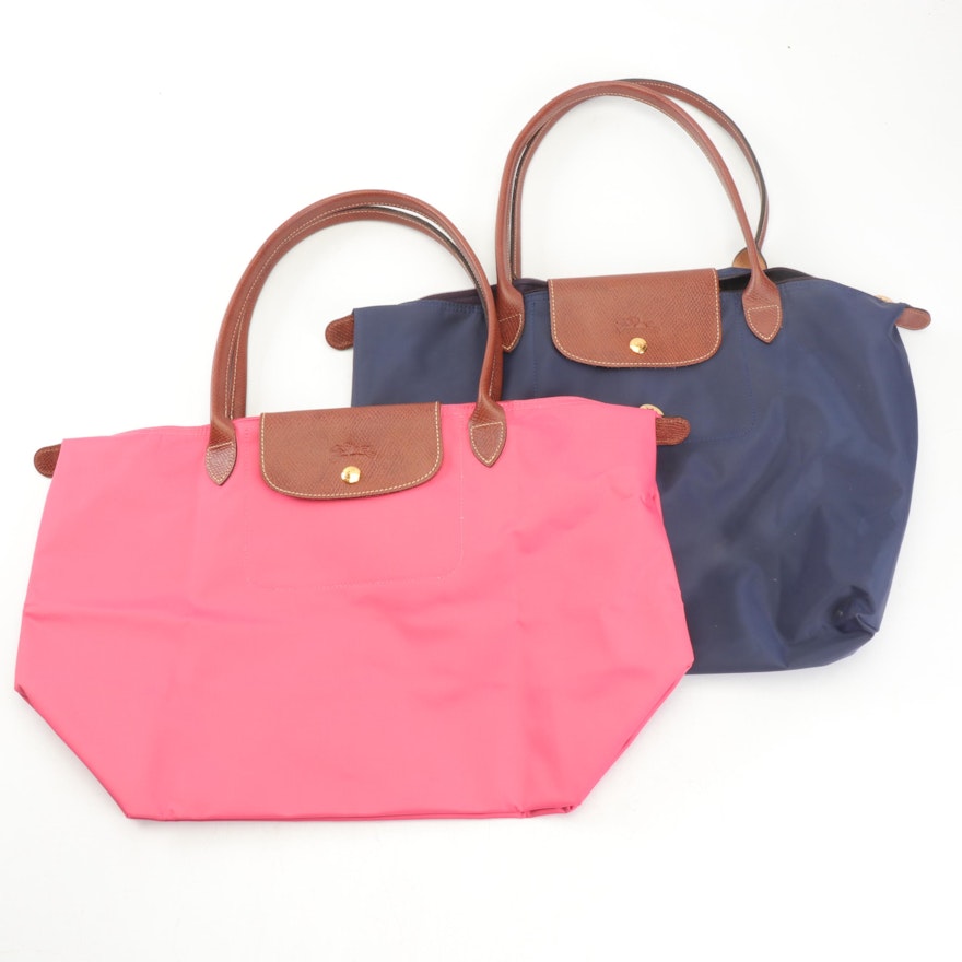 Longchamp Le Pliage Nylon and Leather Trim Collapsible Totes